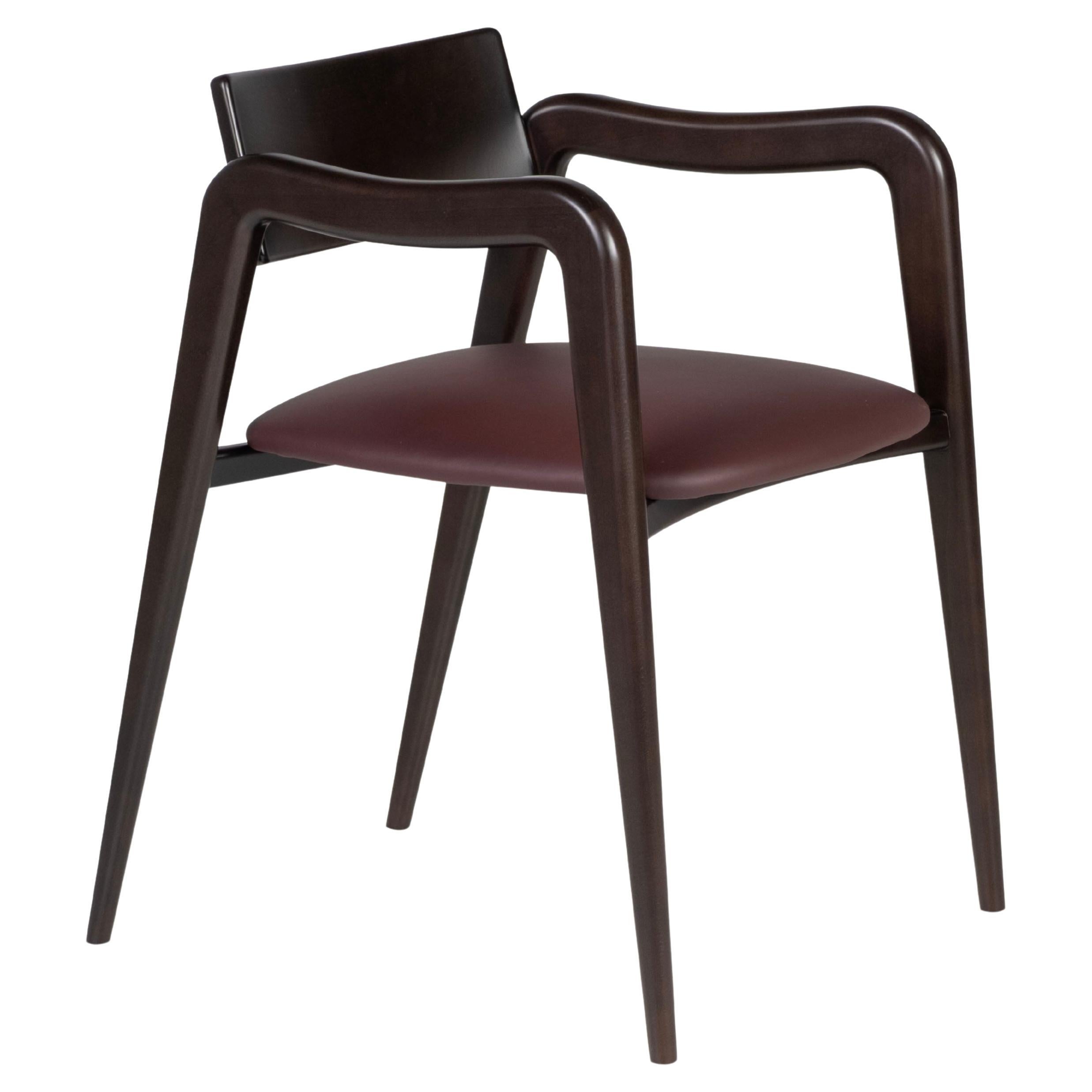 Chaises de salle à manger modernes Anjos, en cuir bourgogne, faites à la main au Portugal par Greenapple en vente
