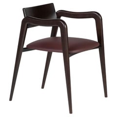 Modern Anjos Dining Chairs, Burgundy Leather, Handmade Portugal by Greenapple