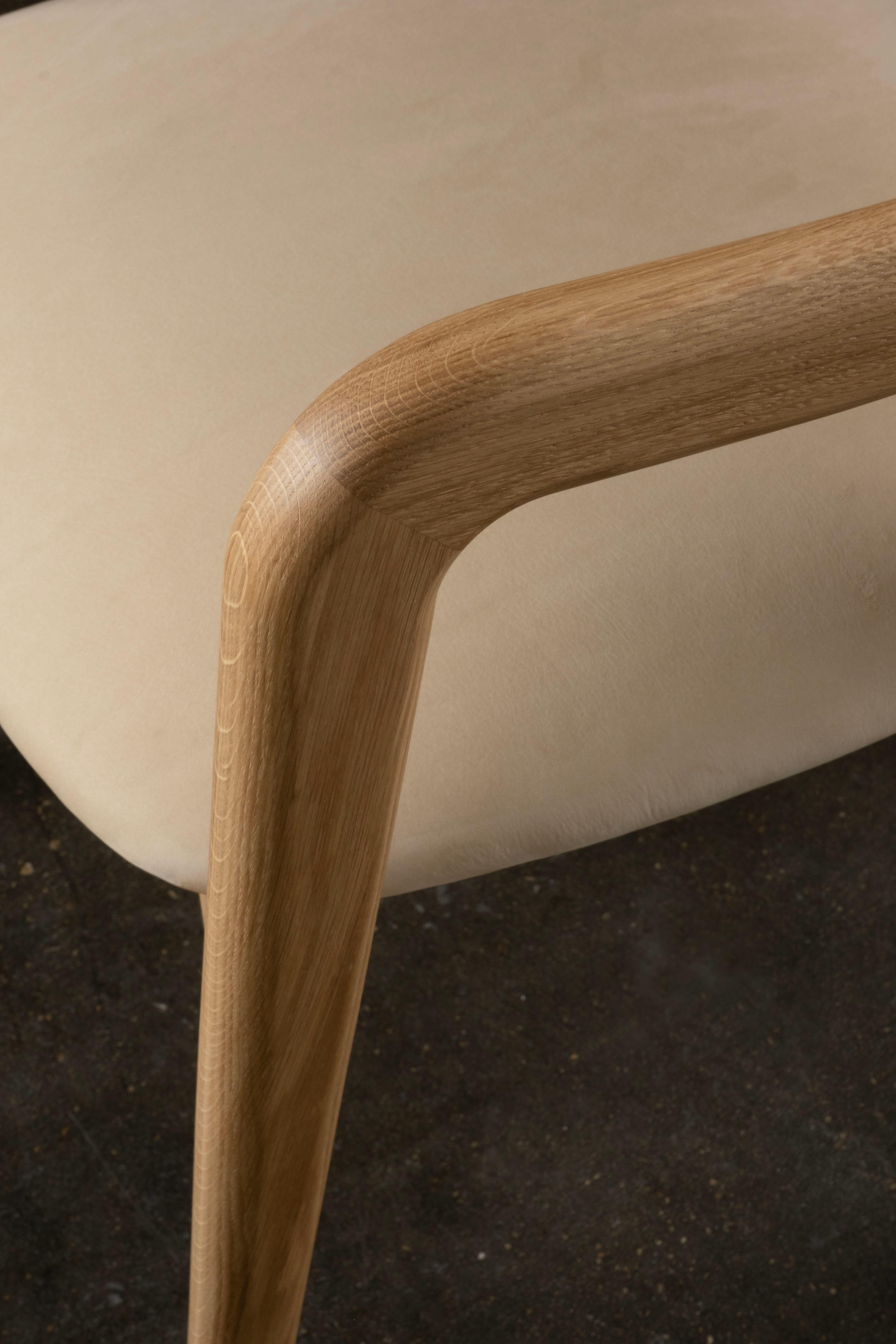 Modern Anjos Dining Chairs, Leather Oak Root, Handmade in Portugal by Greenapple For Sale 4