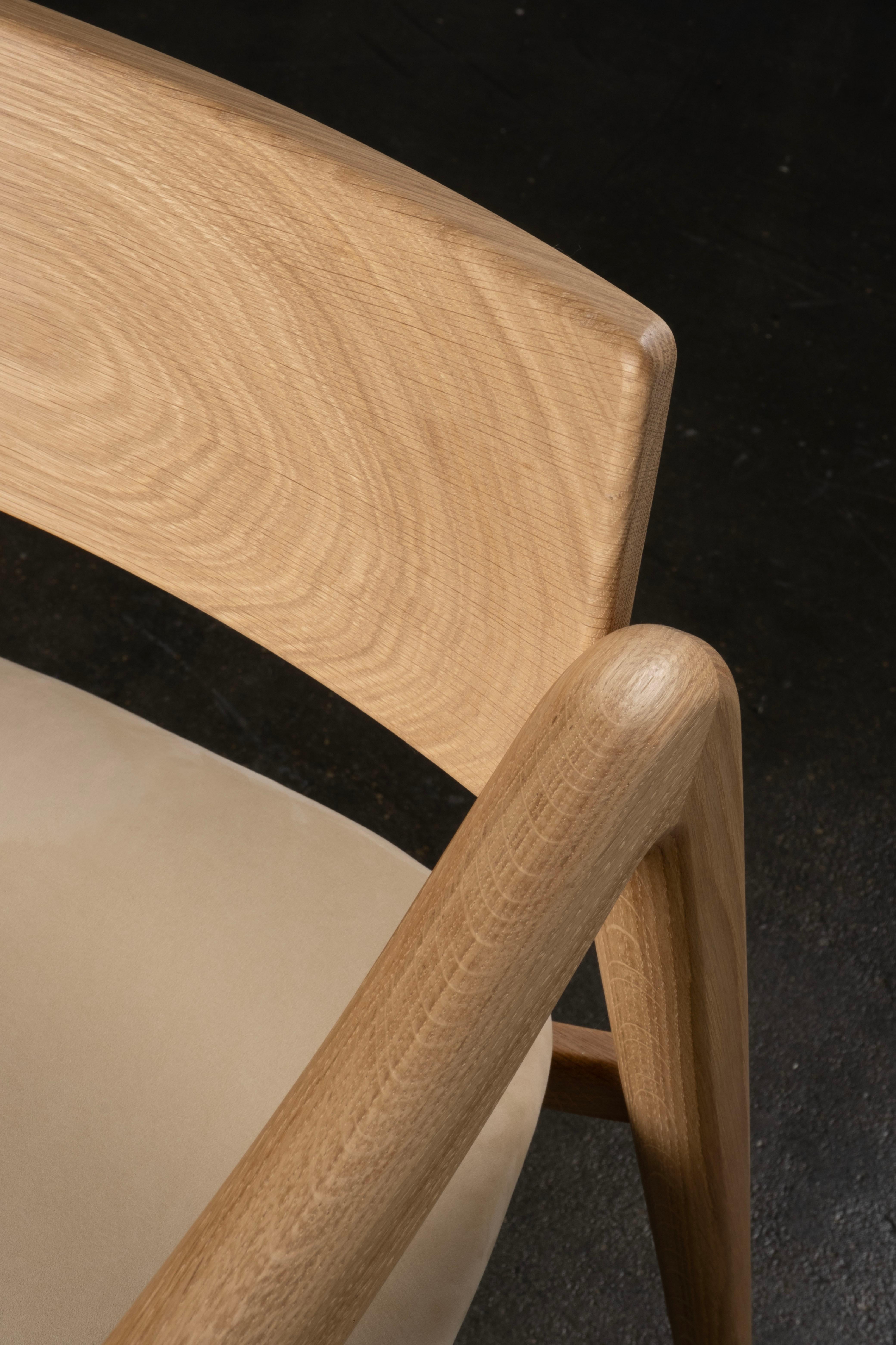 Modern Anjos Dining Chairs, Leather Oak Root, Handmade in Portugal by Greenapple For Sale 5