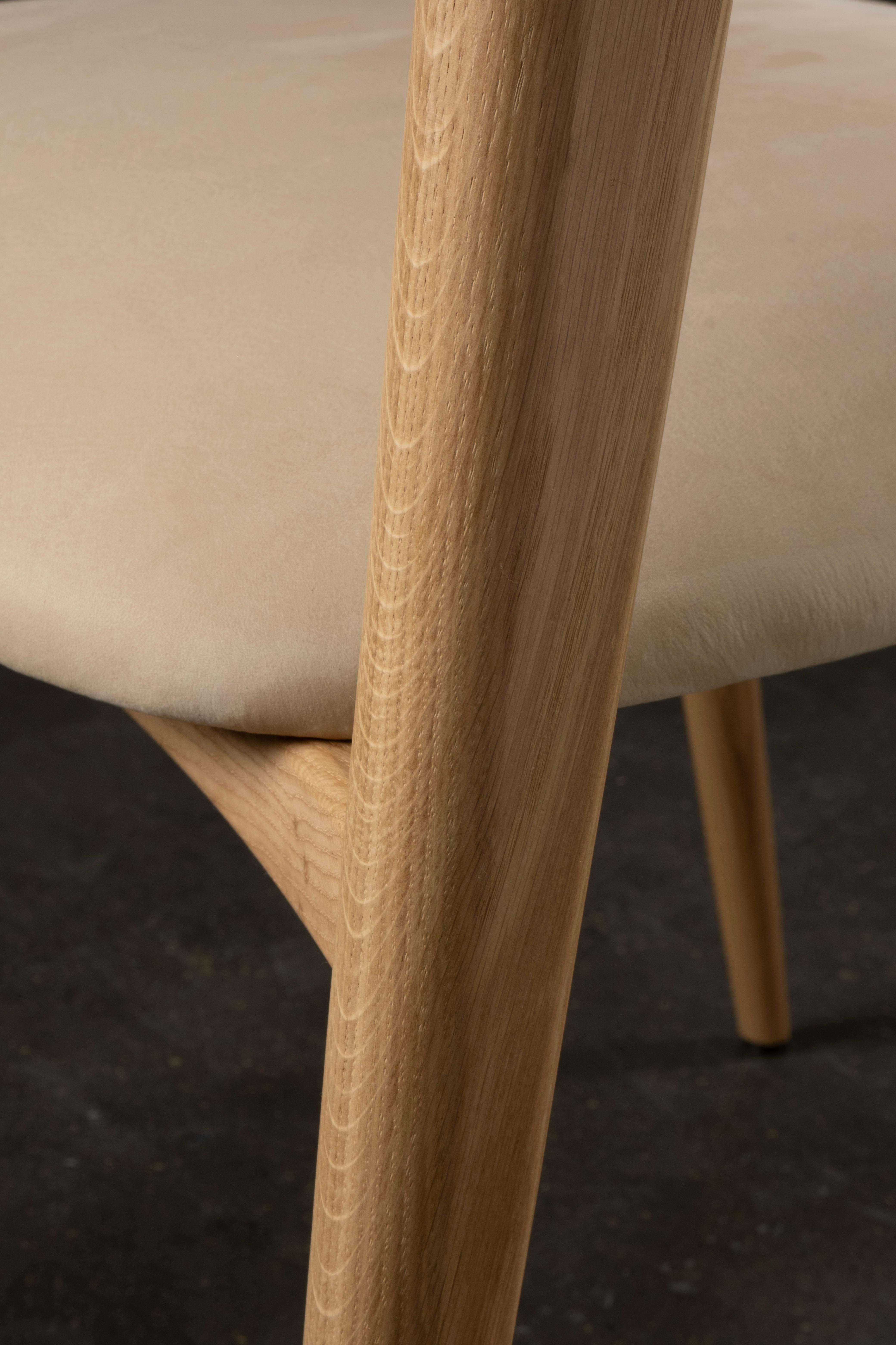 Modern Anjos Dining Chairs, Leather Oak Root, Handmade in Portugal by Greenapple For Sale 6