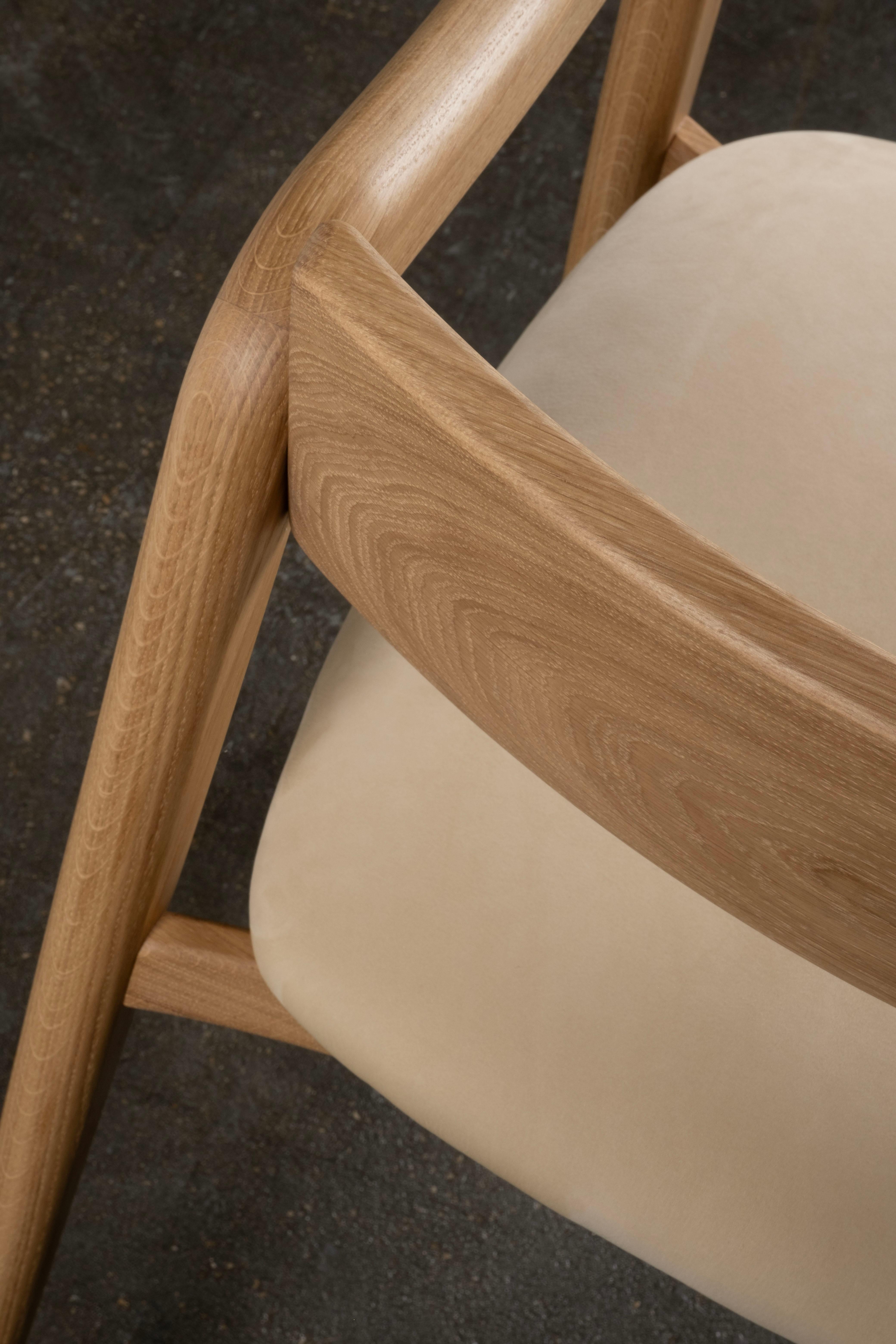 Modern Anjos Dining Chairs, Leather Oak Root, Handmade in Portugal by Greenapple For Sale 9