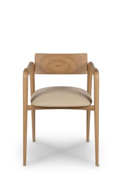 Modern Anjos Leather Dining Chair, Oak Root, Handmade in Portugal by Greenapple