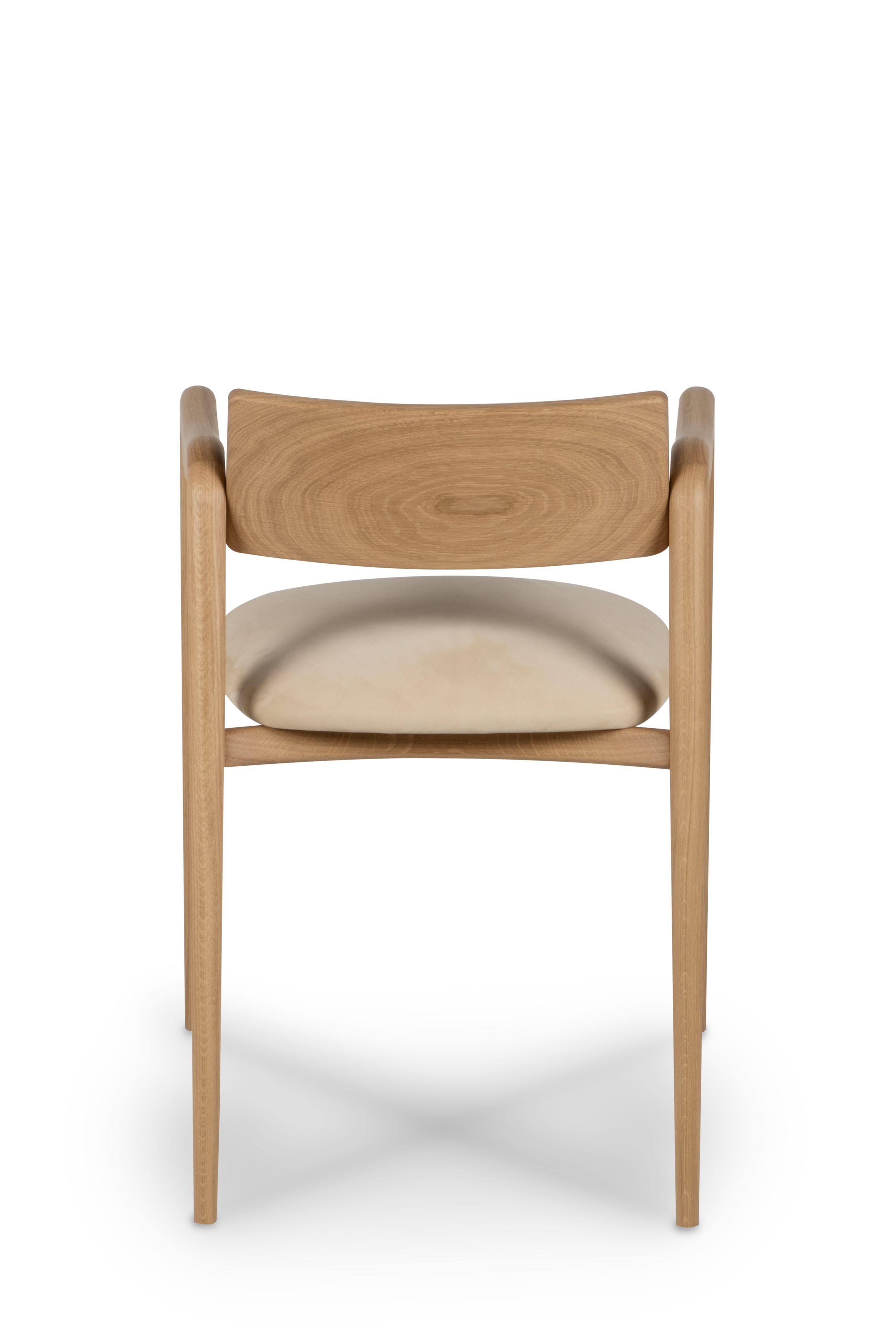 Modern Anjos Dining Chairs, Leather Oak Root, Handmade in Portugal by Greenapple For Sale 2