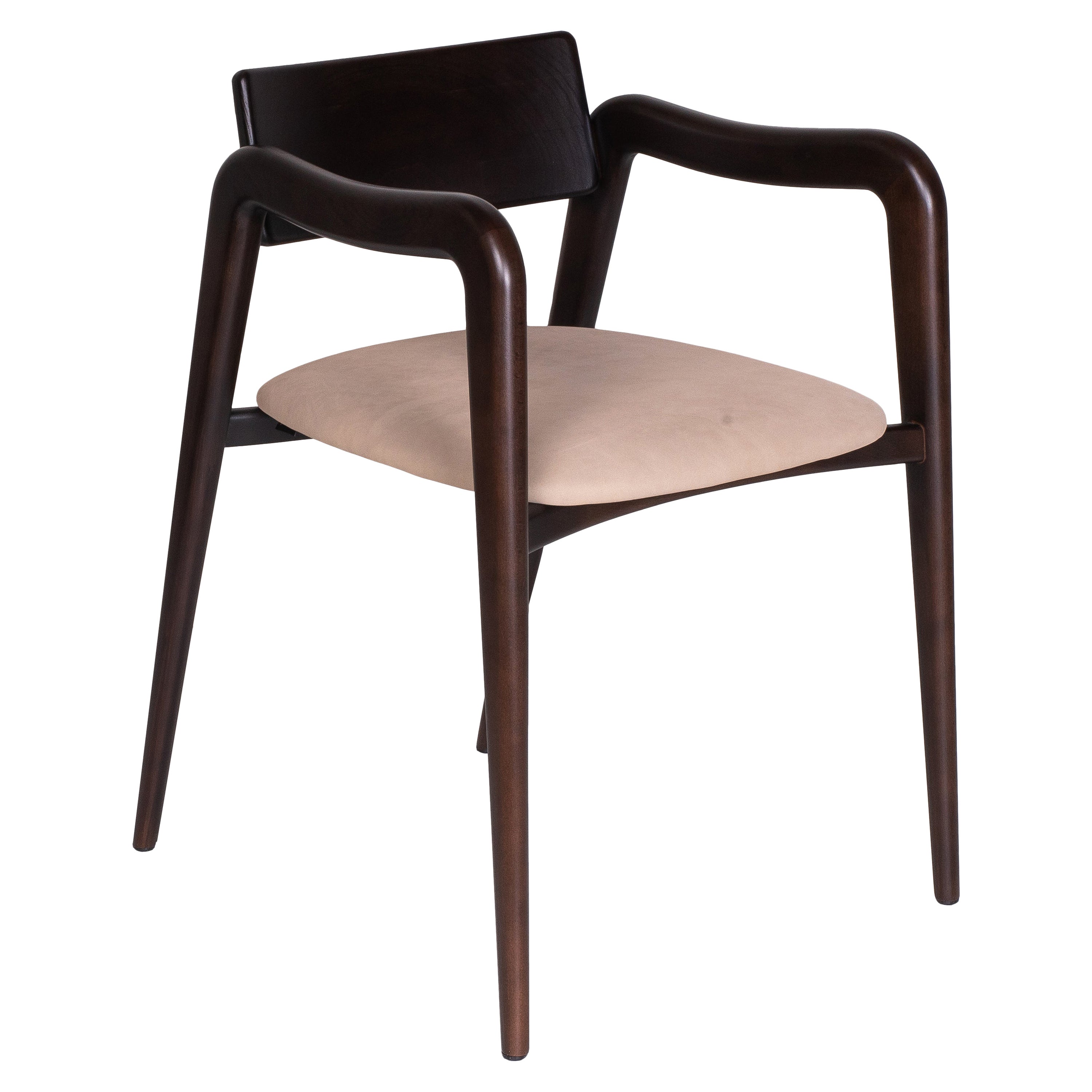 Chaises de salle à manger modernes Anjos, en cuir Light Brown, fabriquées à la main au Portugal par Greenapple
