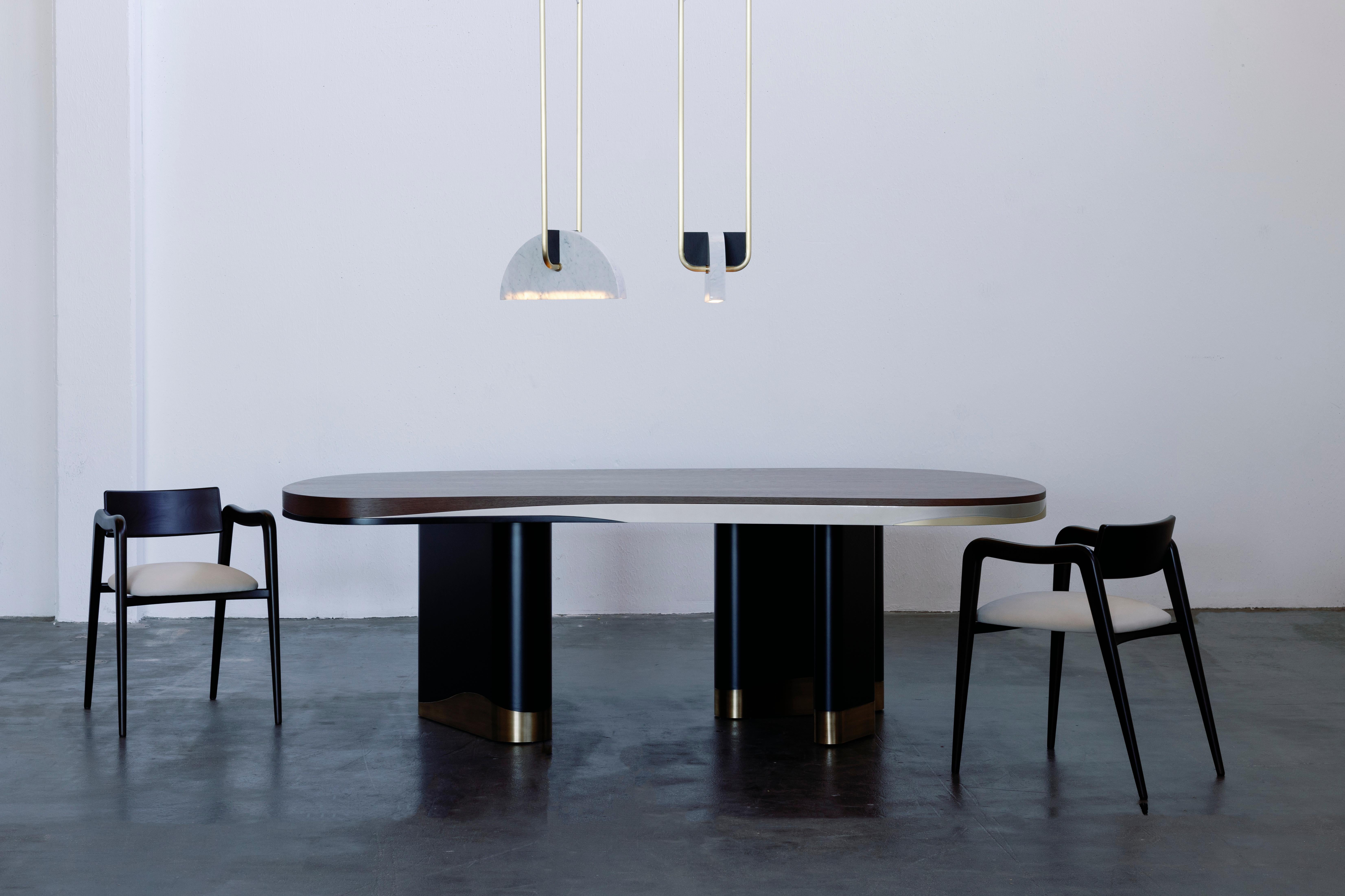 XXI secolo e contemporaneo Sedie da pranzo moderne Anjos Set/4, pelle, Beeche, fatte a mano Portogallo Greenapple in vendita