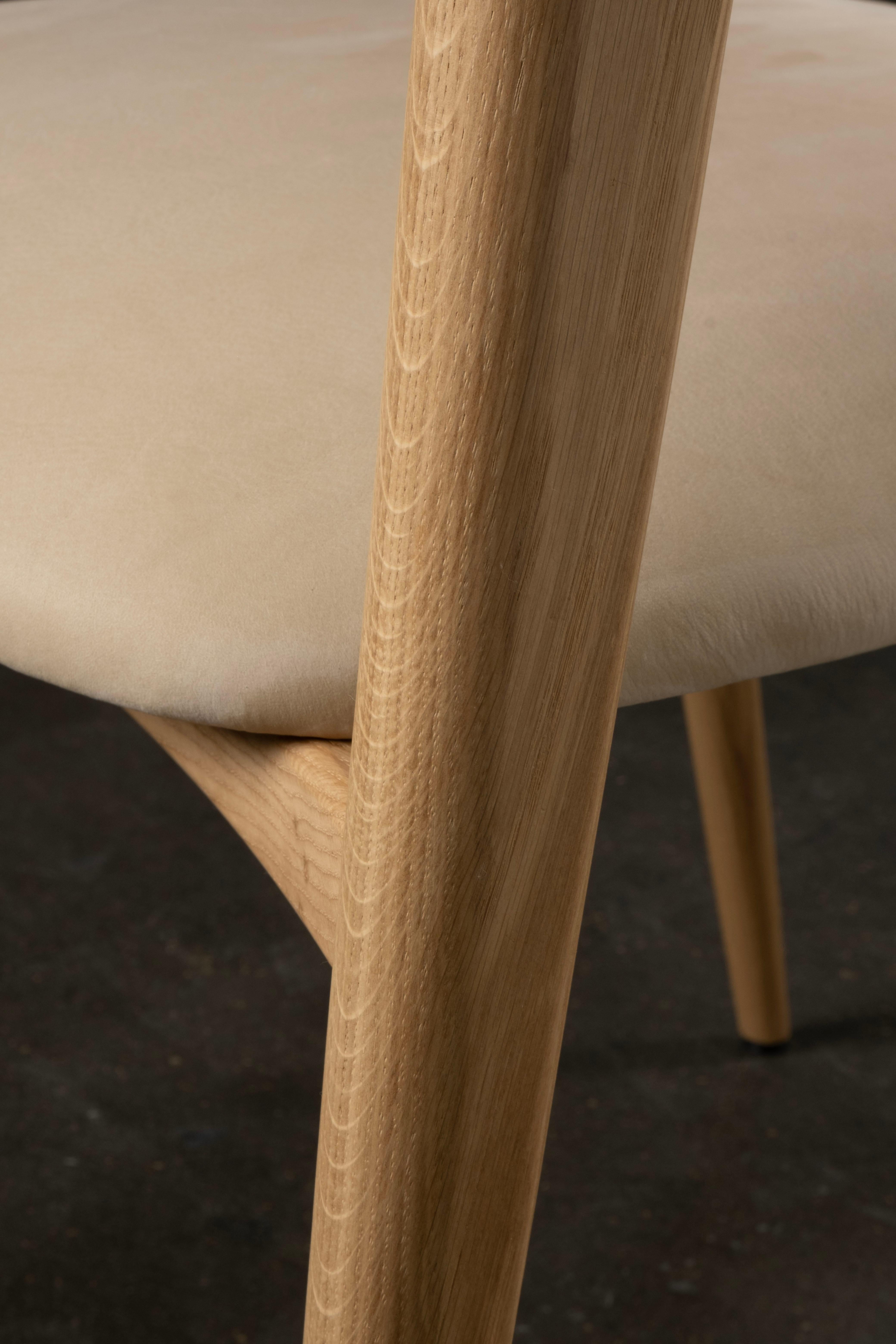 Sedie da pranzo moderne Anjos Set/6, in pelle Oak, fatte a mano in Portogallo da Greenapple in vendita 3