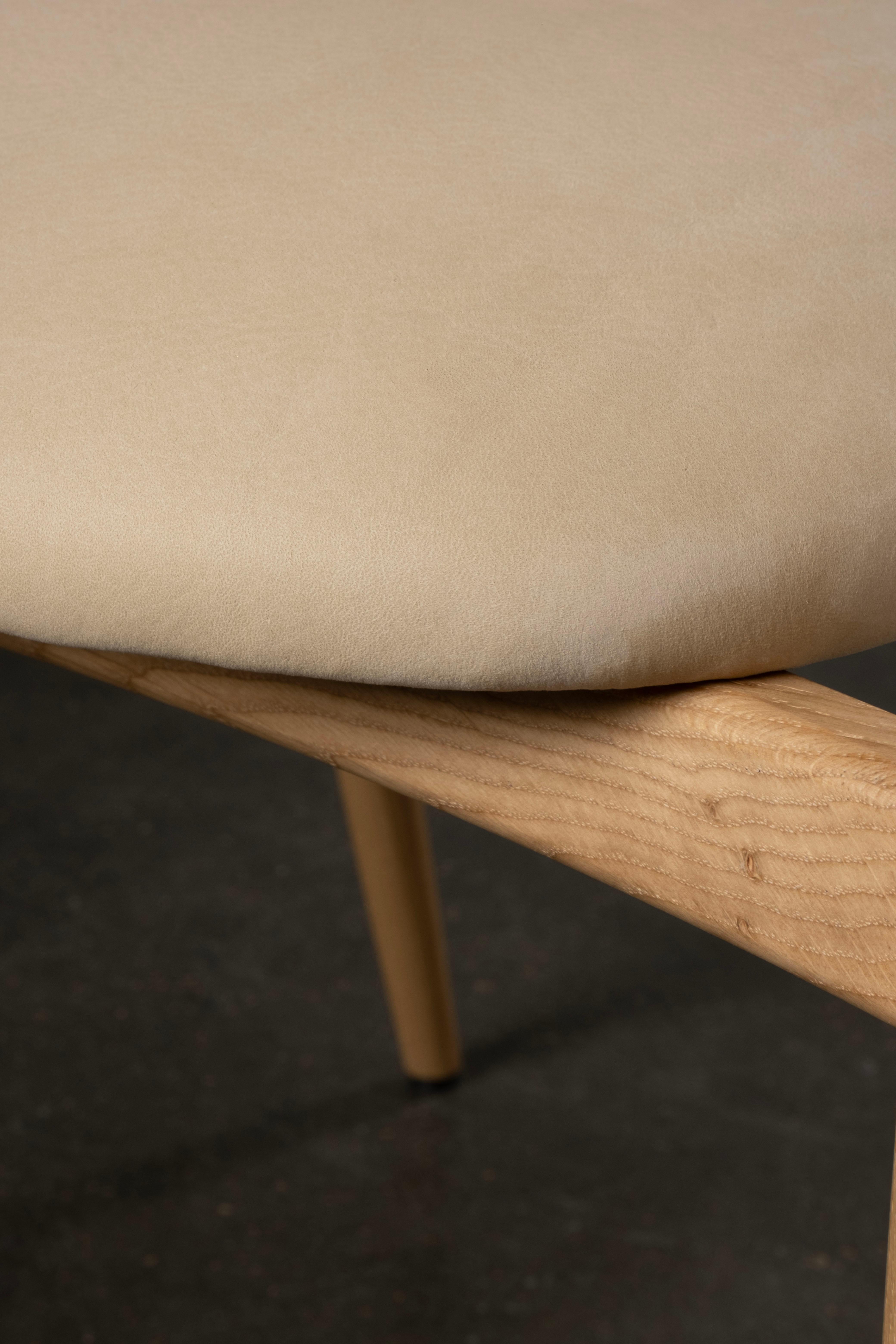 Sedie da pranzo moderne Anjos Set/6, in pelle Oak, fatte a mano in Portogallo da Greenapple in vendita 4