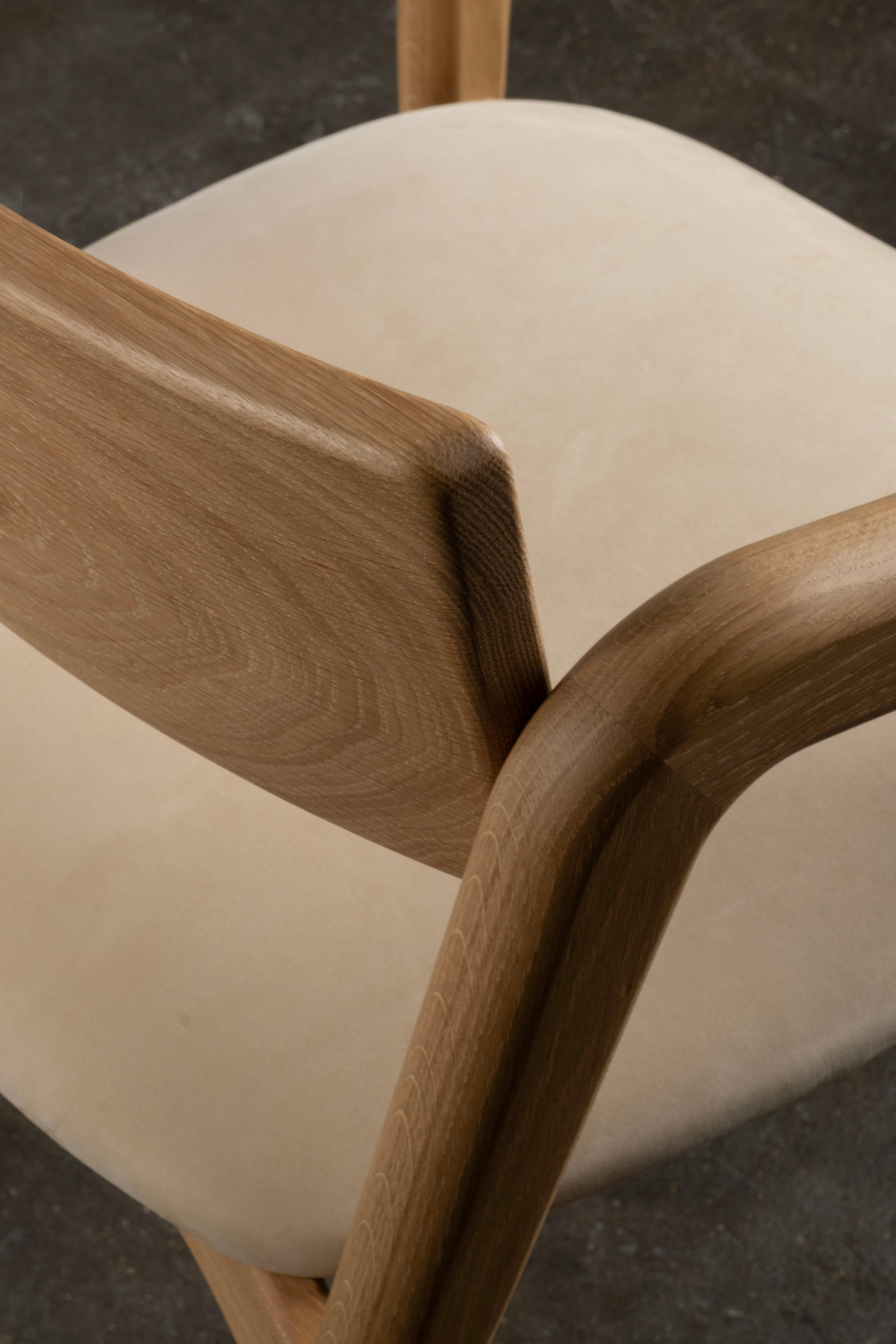 Sedie da pranzo moderne Anjos Set/6, in pelle Oak, fatte a mano in Portogallo da Greenapple in vendita 5