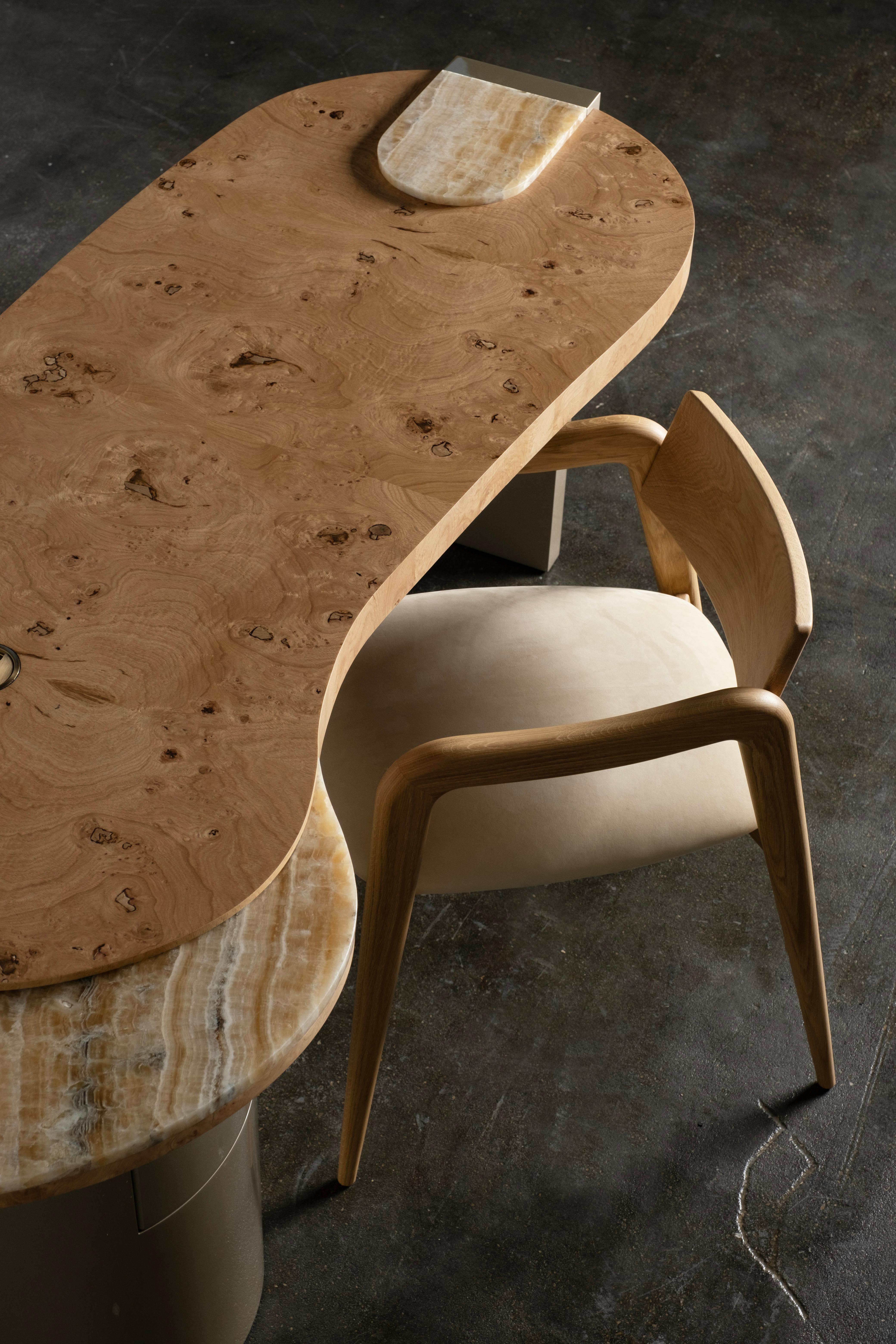 Ensemble de chaises de salle à manger Anjos/6, en chêne et cuir, fabriquées à la main au Portugal par Greenapple en vente 4