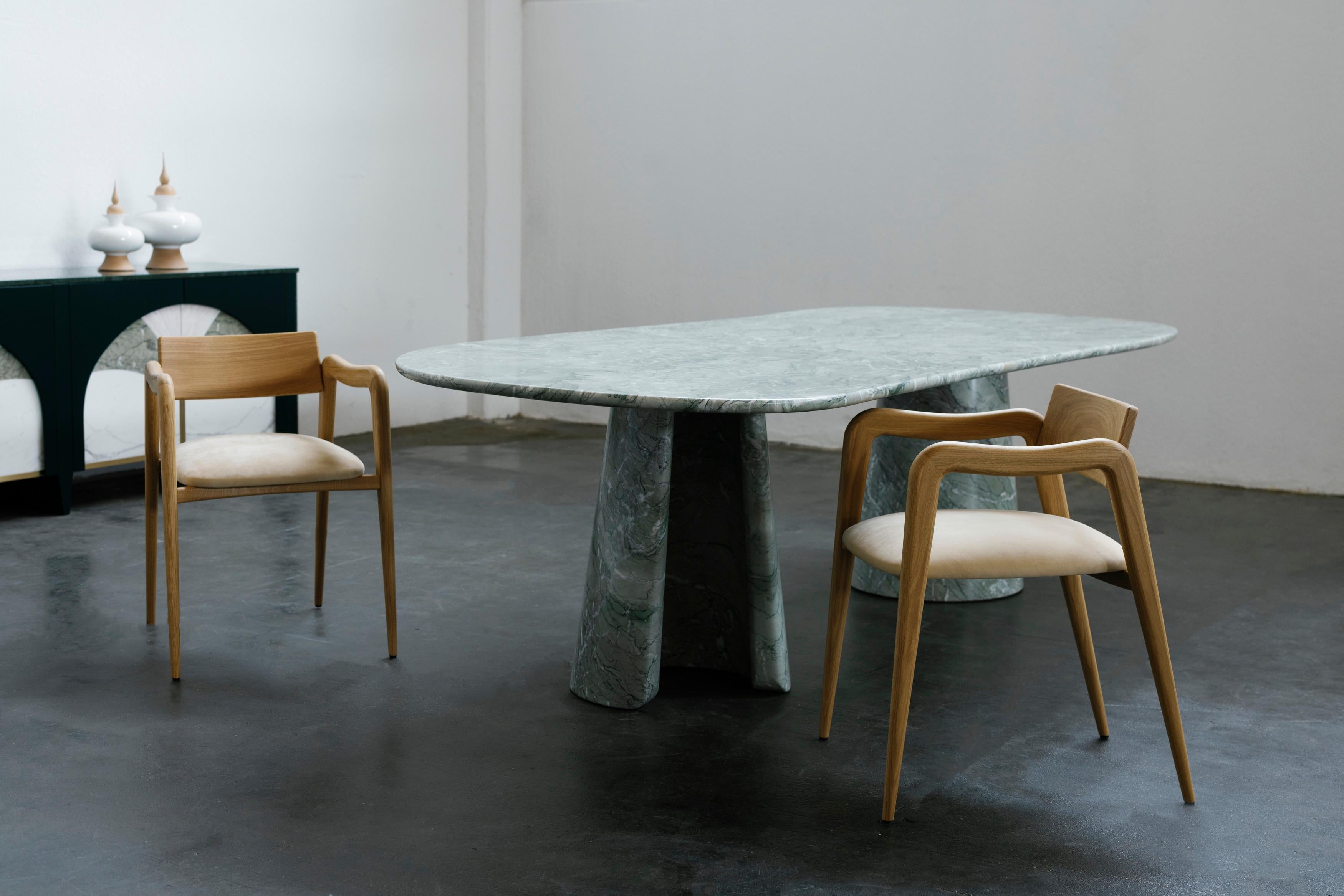 Ensemble de chaises de salle à manger Anjos/6, en chêne et cuir, fabriquées à la main au Portugal par Greenapple Neuf - En vente à Lisboa, PT