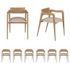 Modernes Anjos Esszimmerstühle Set/6, Eiche Leder, Handgefertigt Portugal von Greenapple