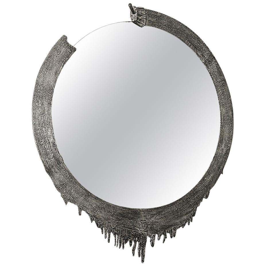 Modern Annibale Oste for Dilmos Cast Aluminium Round Wall Mirror