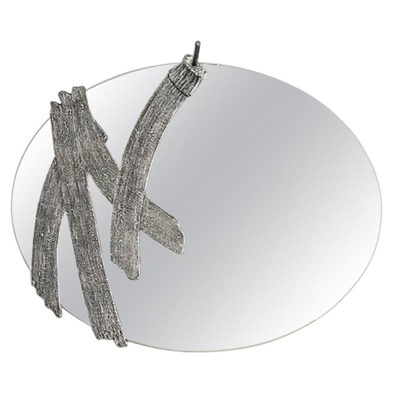 Modern Annibale Oste for Dilmos Cast Aluminum Oval Wall Mirror
