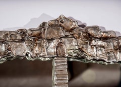 Annibale Oste moderne pour Dilmos - Miroir rond en bronze chromé moulé