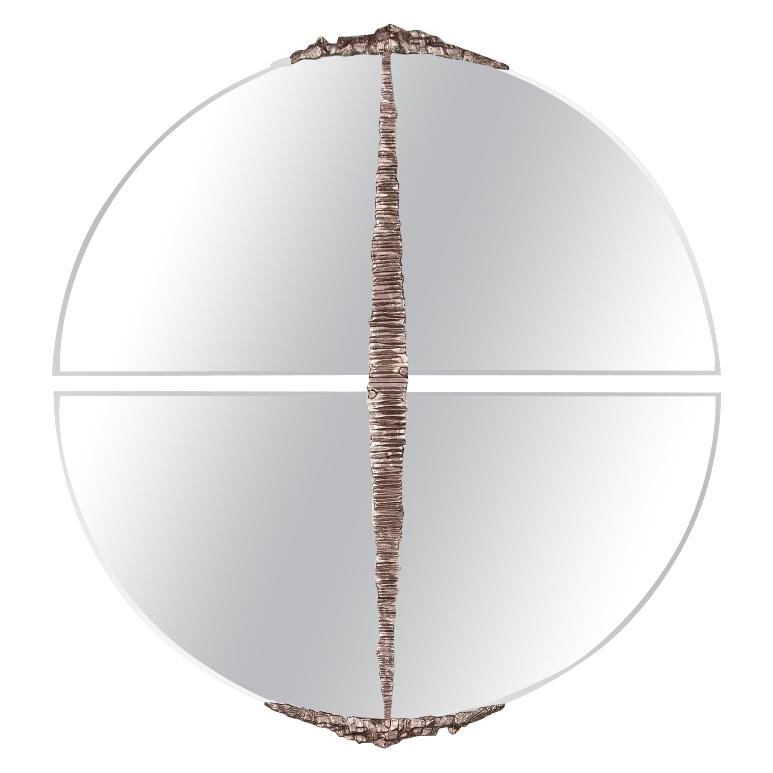 Modern Annibale Oste for Dilmos Round Mirror Chromed Bronze Cast