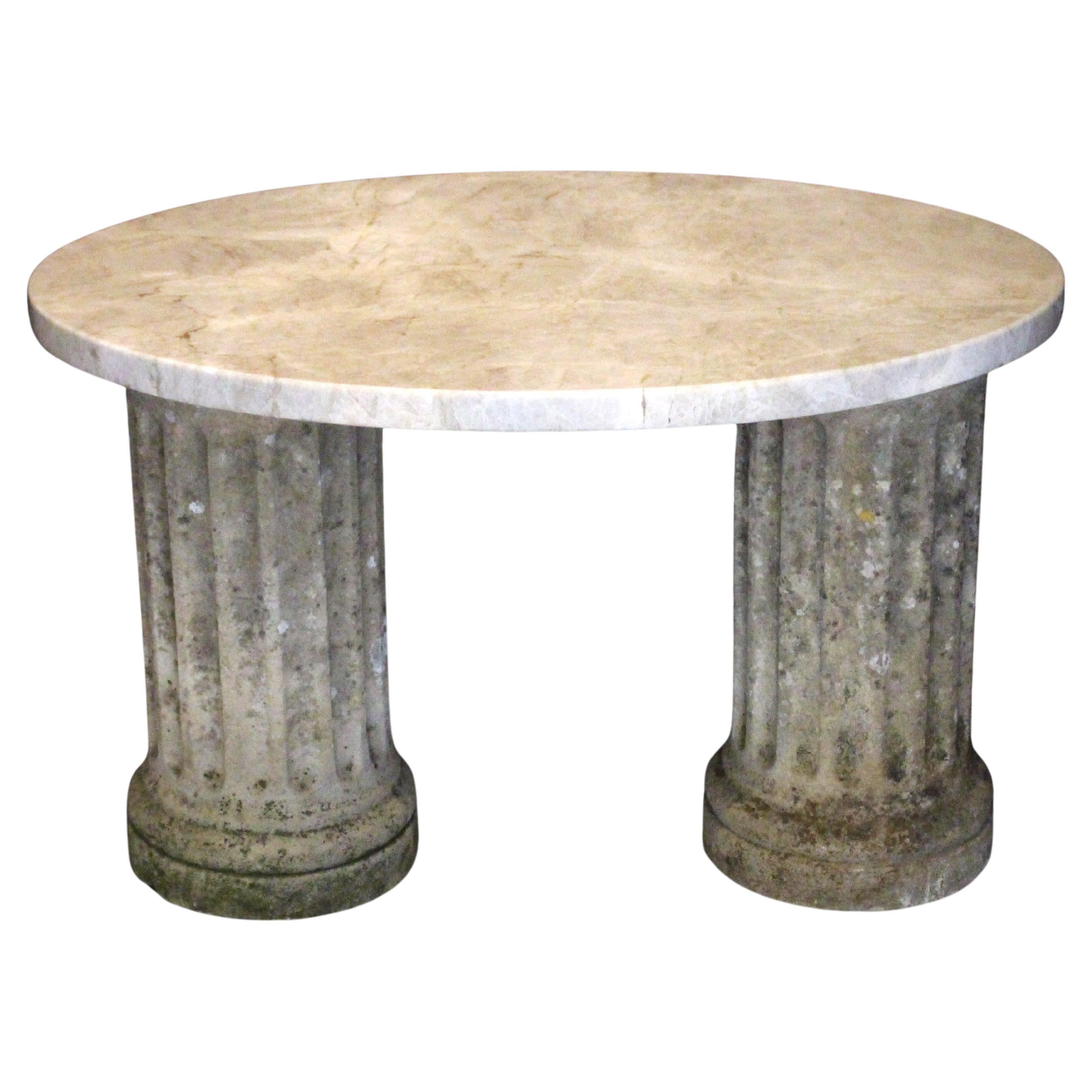 Table basse française moderne et ancienne en quartzite et pierre