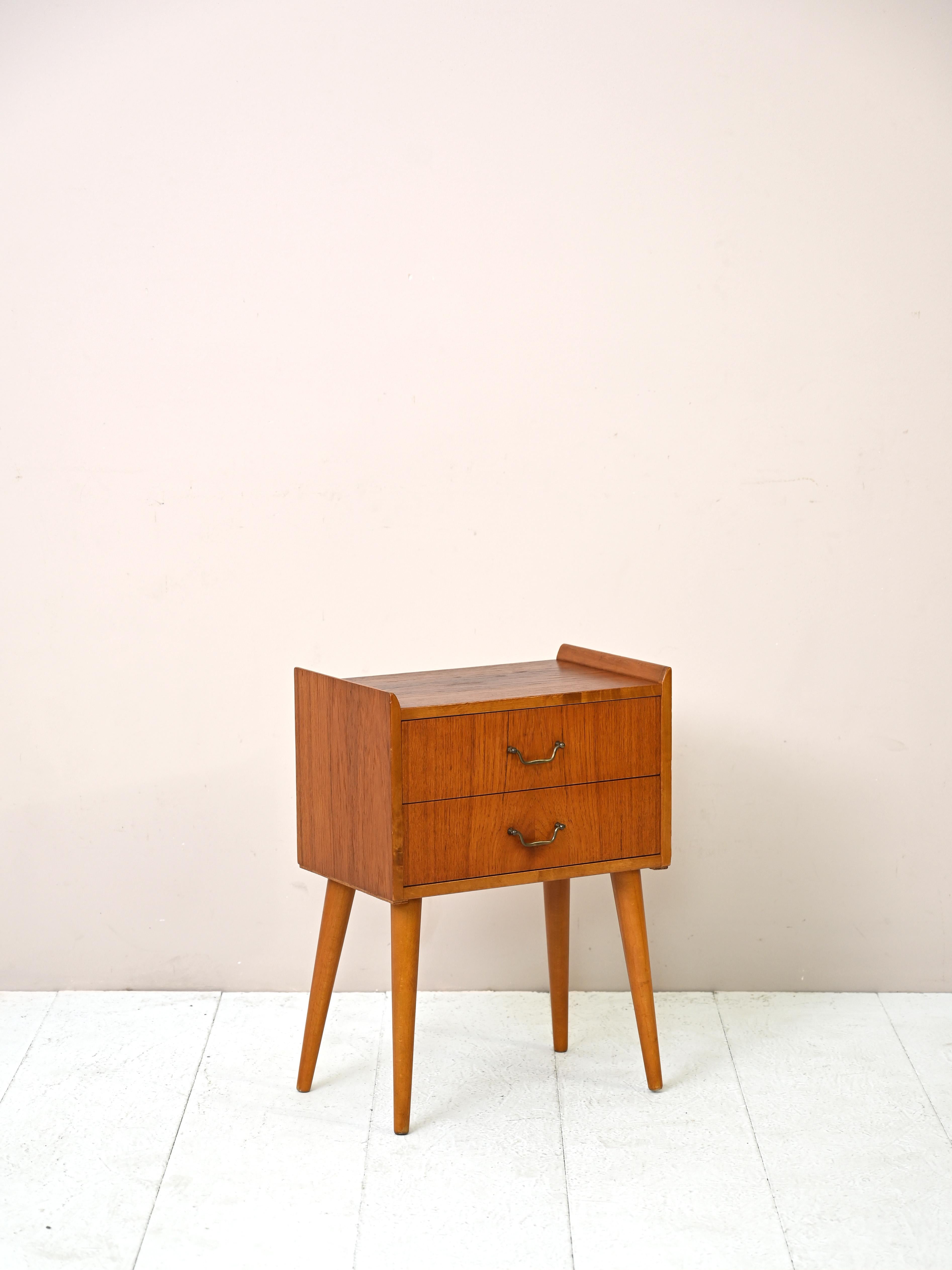 Scandinavian Modern Modern Antique Nightstand with Two Drawers