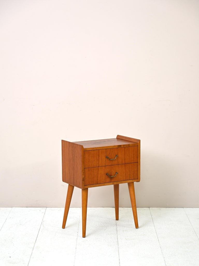 Modern Antique Nightstand with Two Drawers For Sale at 1stDibs