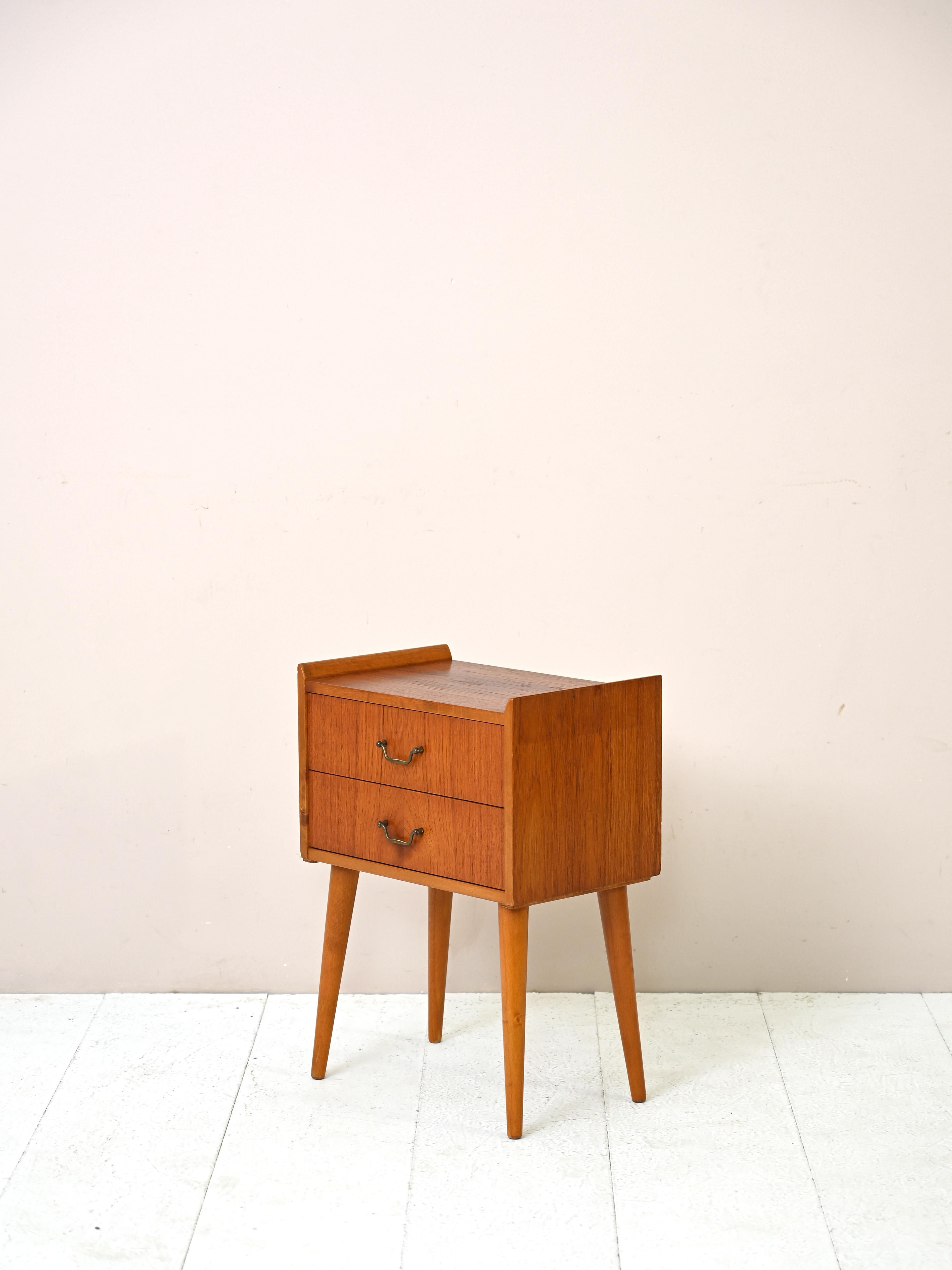 Scandinavian Modern Antique Nightstand with Two Drawers