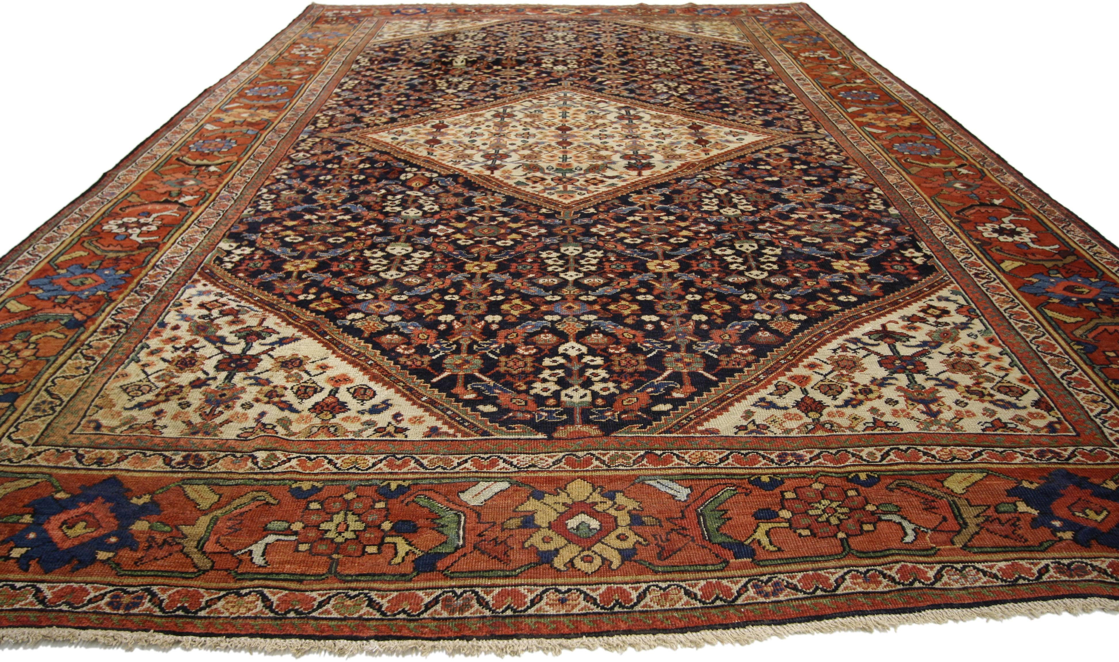 Sultanabad Modern Antique Persian Mahal Area Rug with Transitional Style