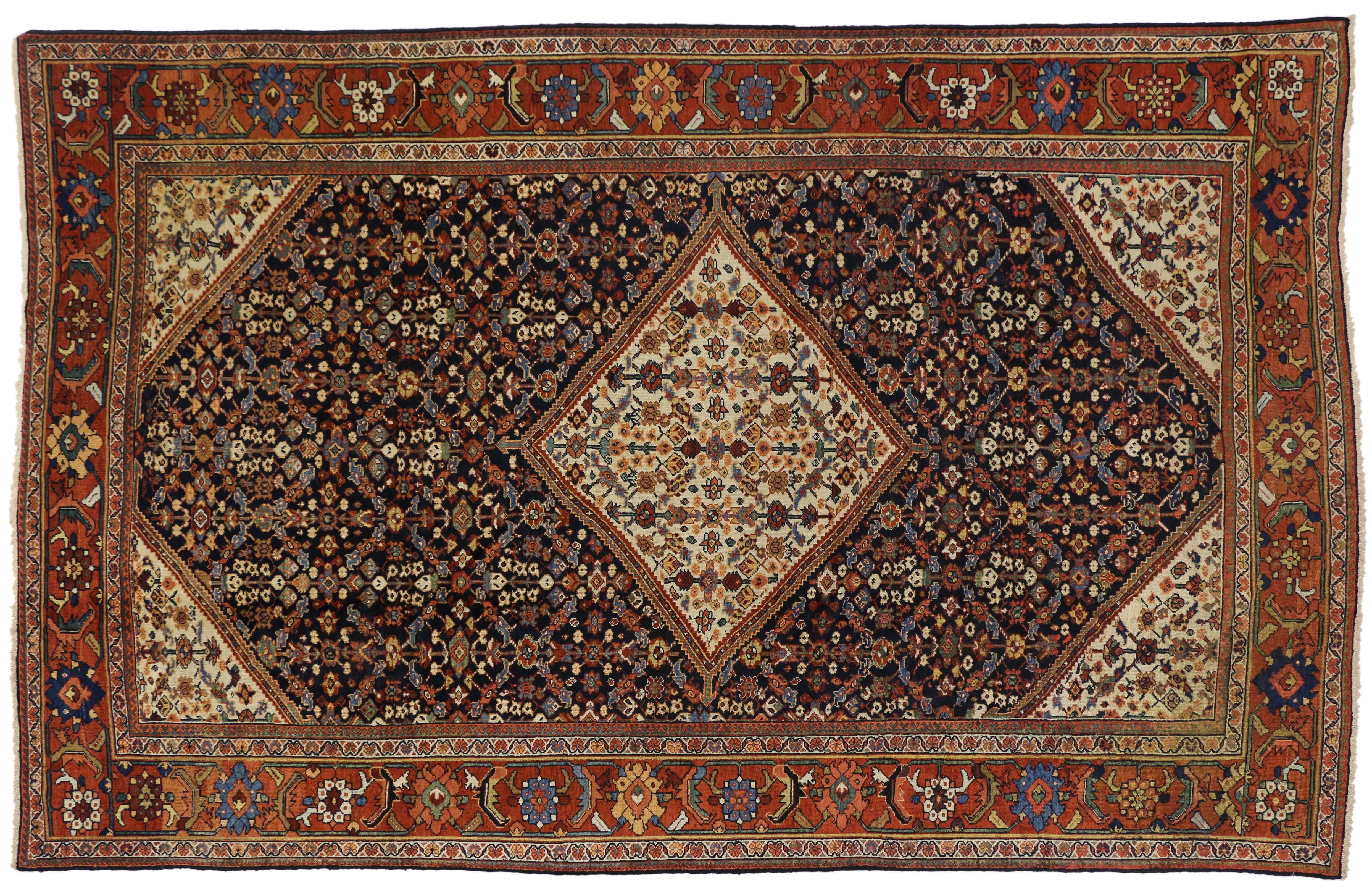 Modern Antique Persian Mahal Area Rug with Transitional Style In Excellent Condition In Dallas, TX