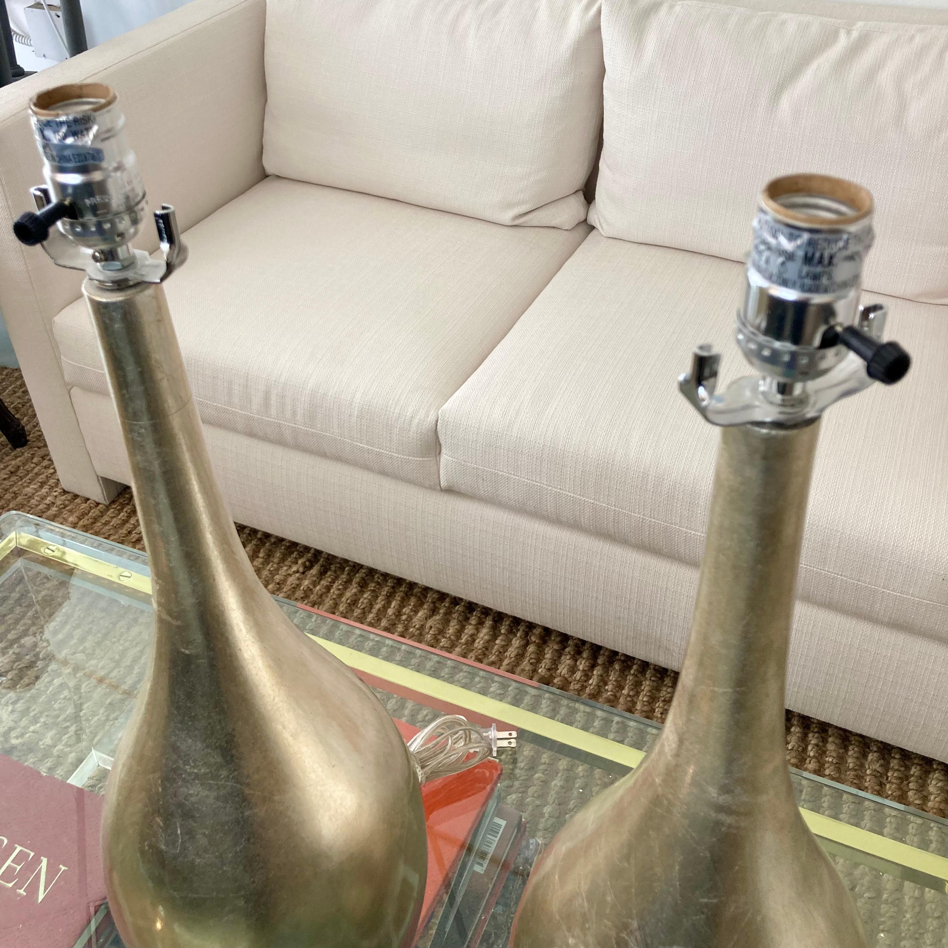 Modern Antique Silver Leaf Table Lamps With Lucite Bases, a Pair For Sale 1