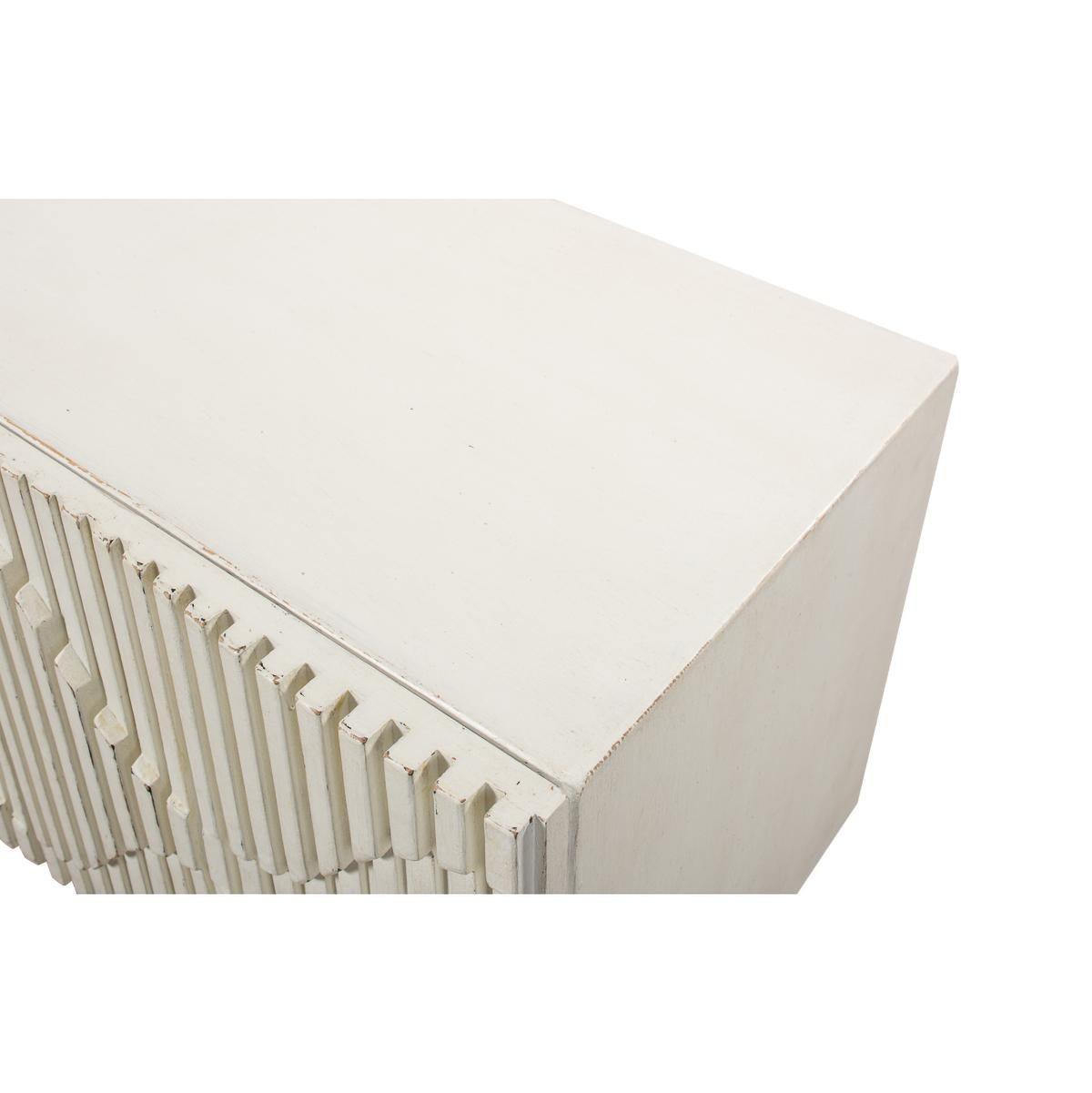 Contemporary Modern Antique White Media Cabinet