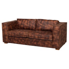 Modern Antiqued Leather Sofa