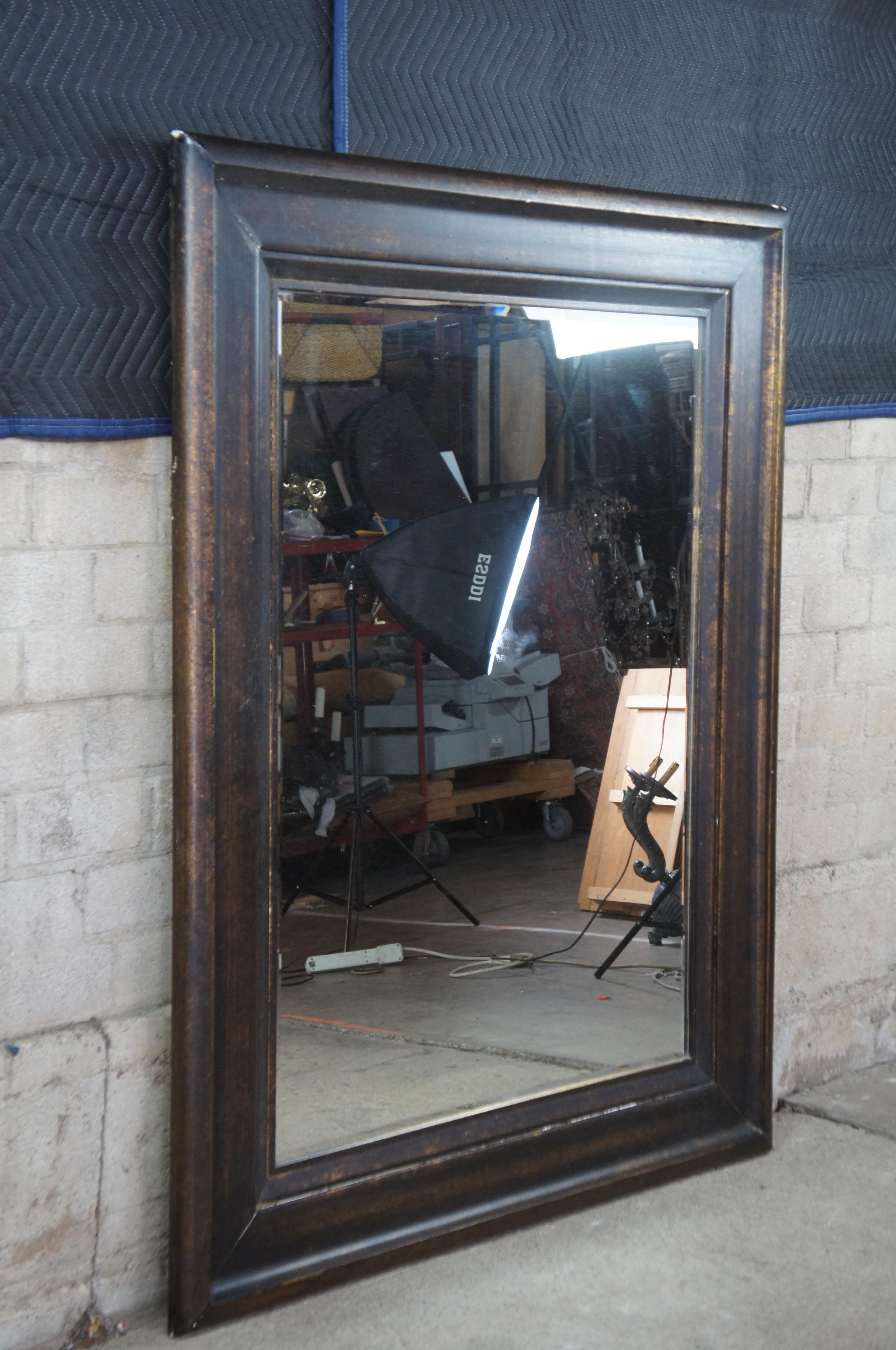 20th Century Modern Antiqued Rectangular Floor Wall Dressing or Overmantel Mirror For Sale