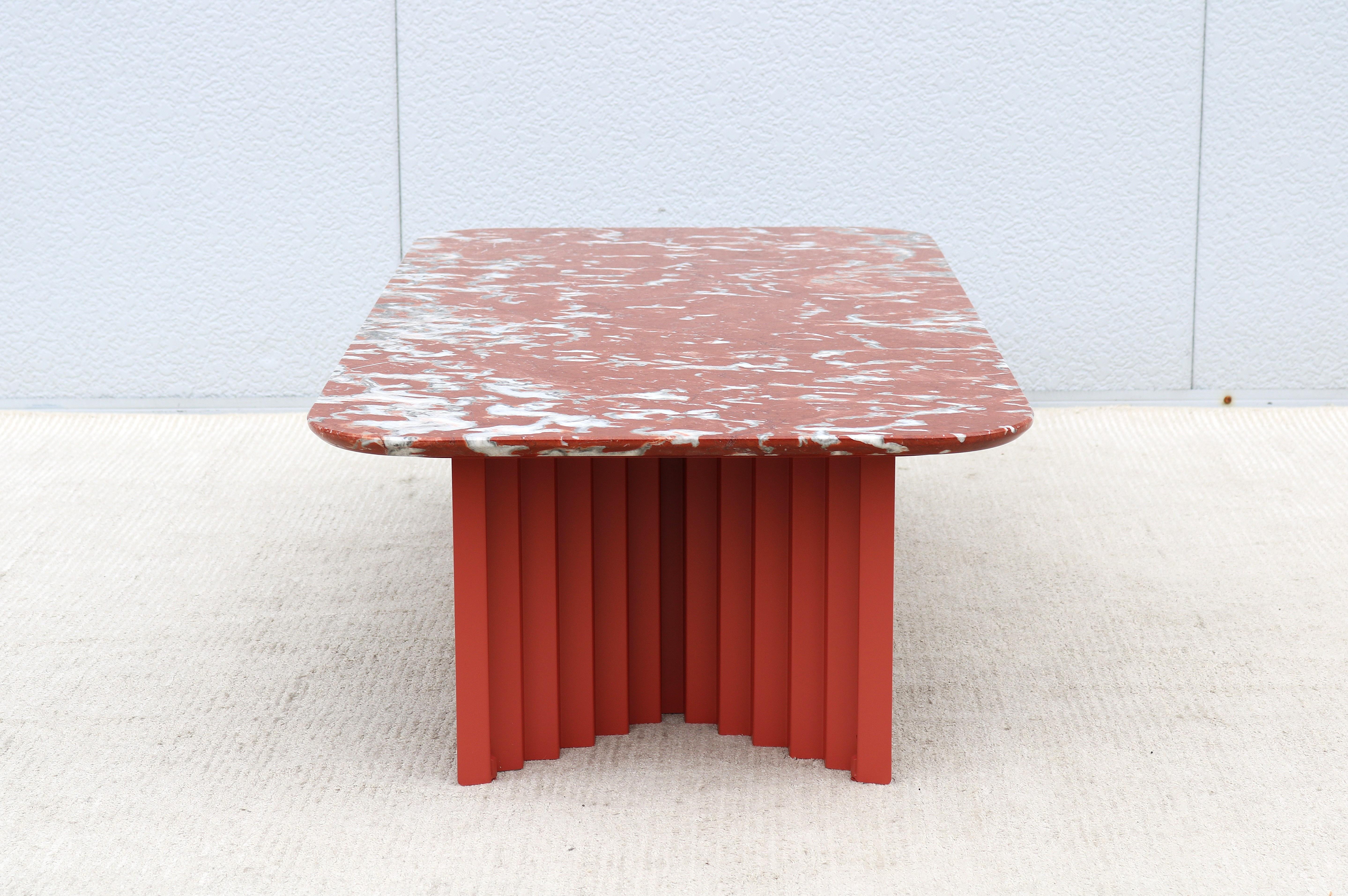 Modern Antoni Palleja for RS Barcelona Plec Rectangular Red Marble Coffee Table For Sale 3