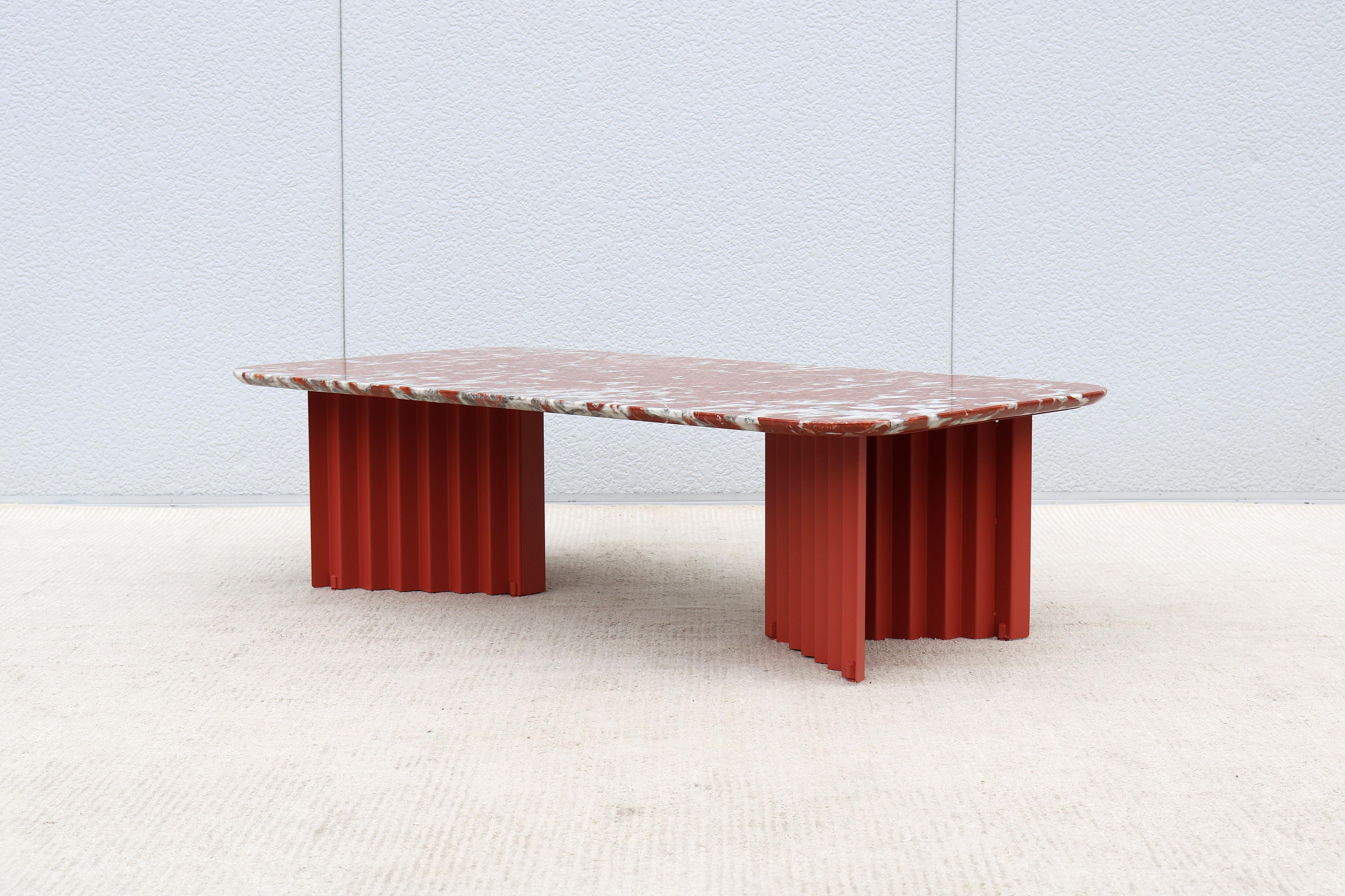 Modern Antoni Palleja for RS Barcelona Plec Rectangular Red Marble Coffee Table For Sale 5