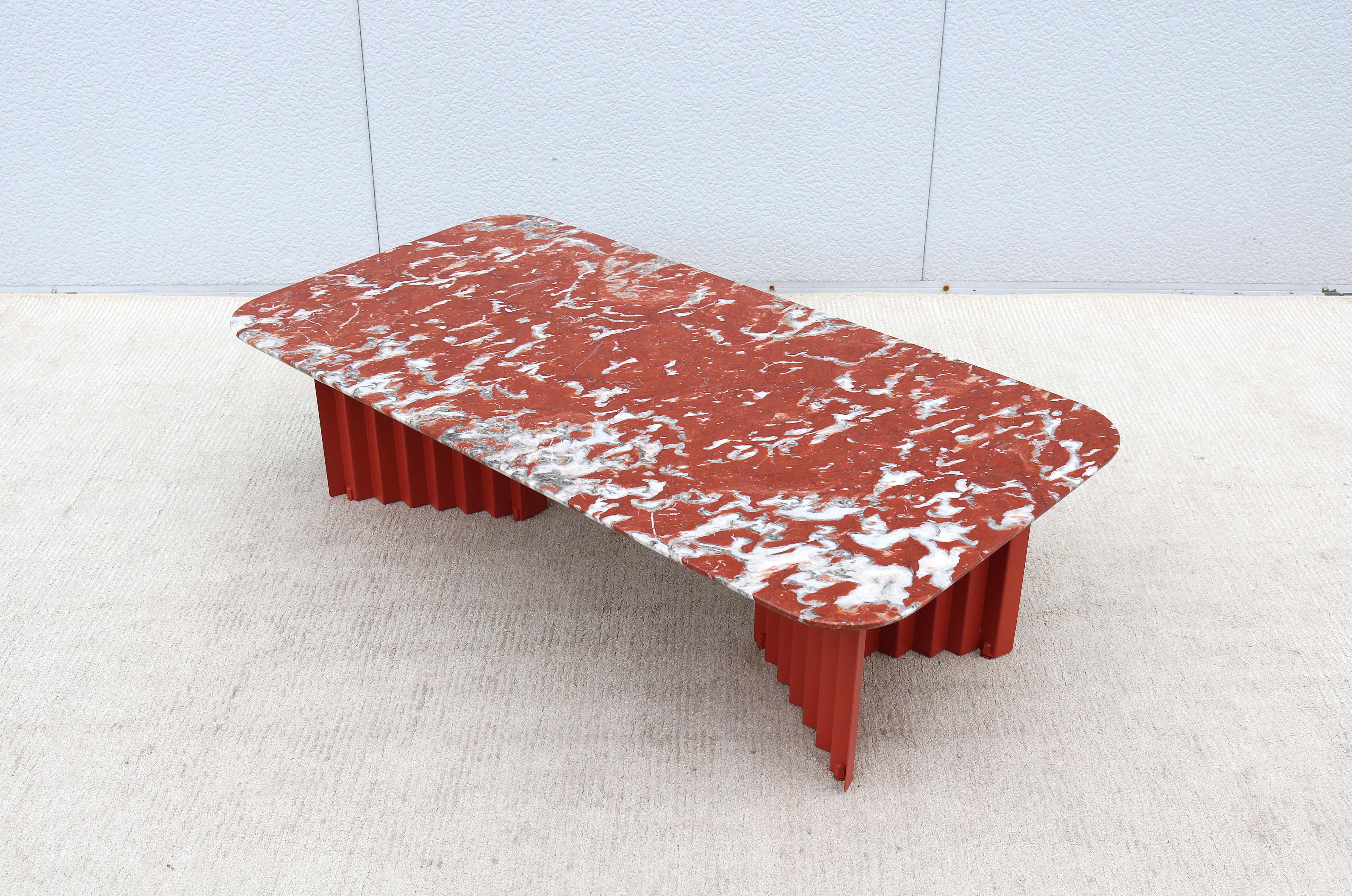 Modern Antoni Palleja for RS Barcelona Plec Rectangular Red Marble Coffee Table For Sale 6