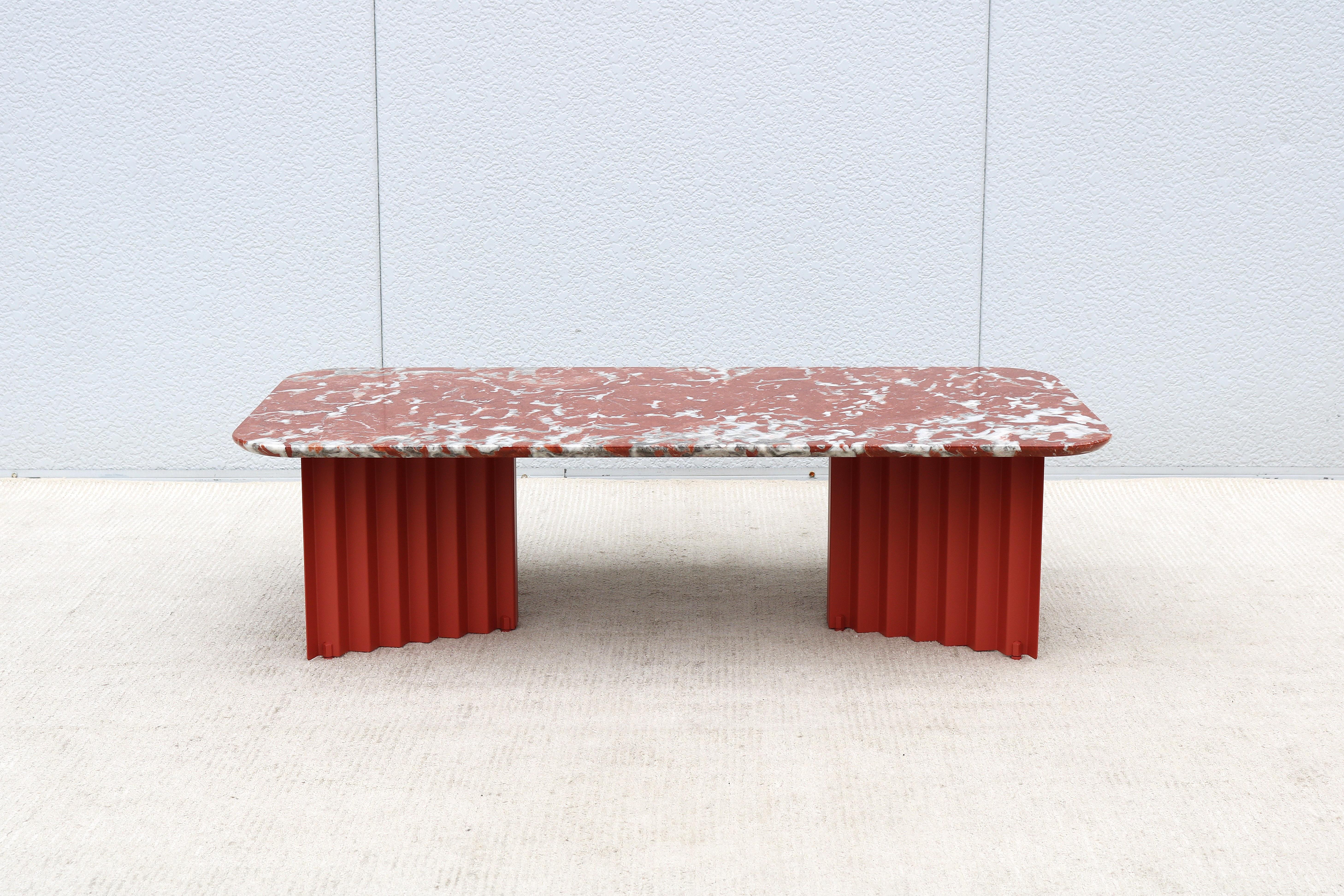 Modern Antoni Palleja for RS Barcelona Plec Rectangular Red Marble Coffee Table For Sale 7