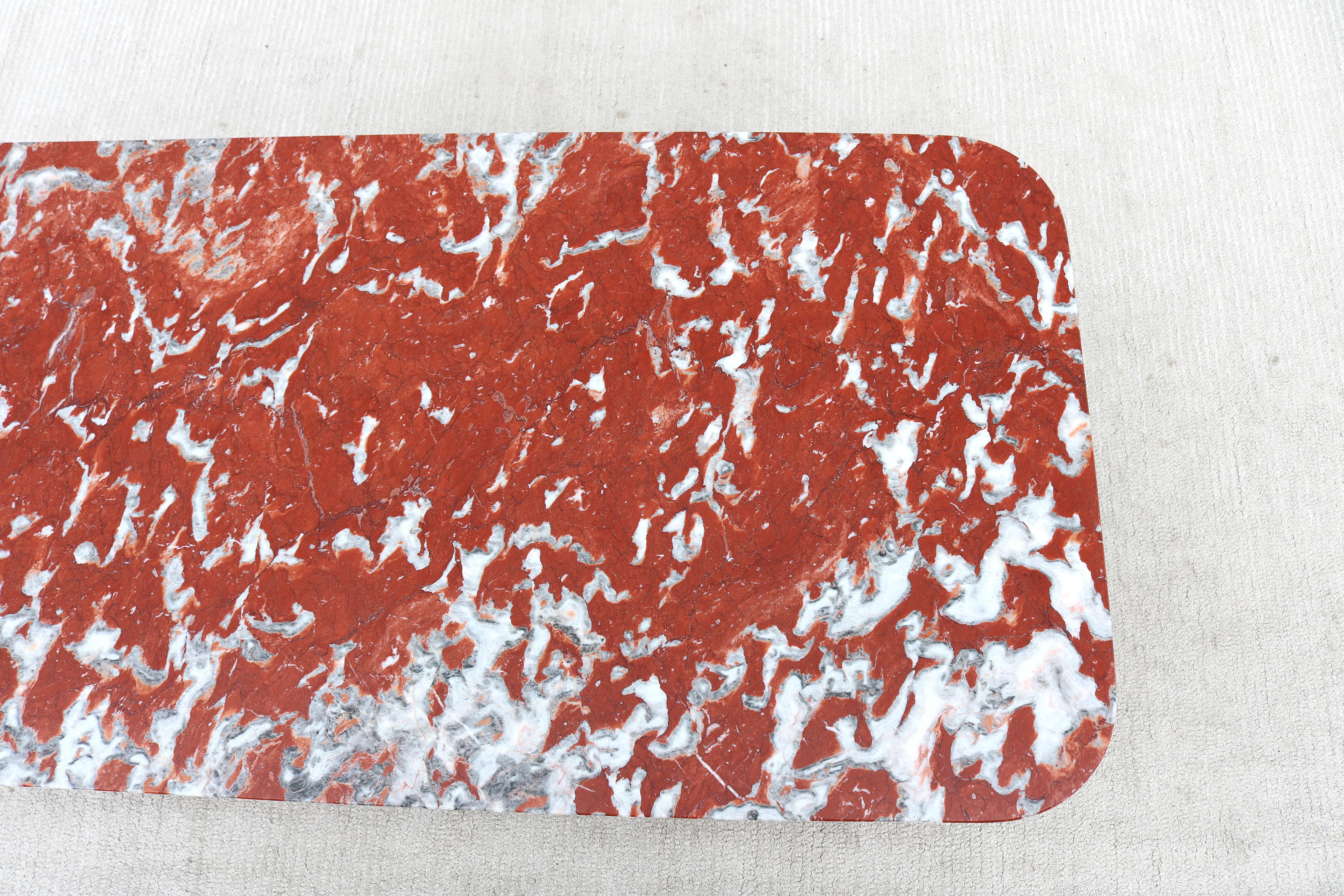 Modern Antoni Palleja for RS Barcelona Plec Rectangular Red Marble Coffee Table For Sale 9