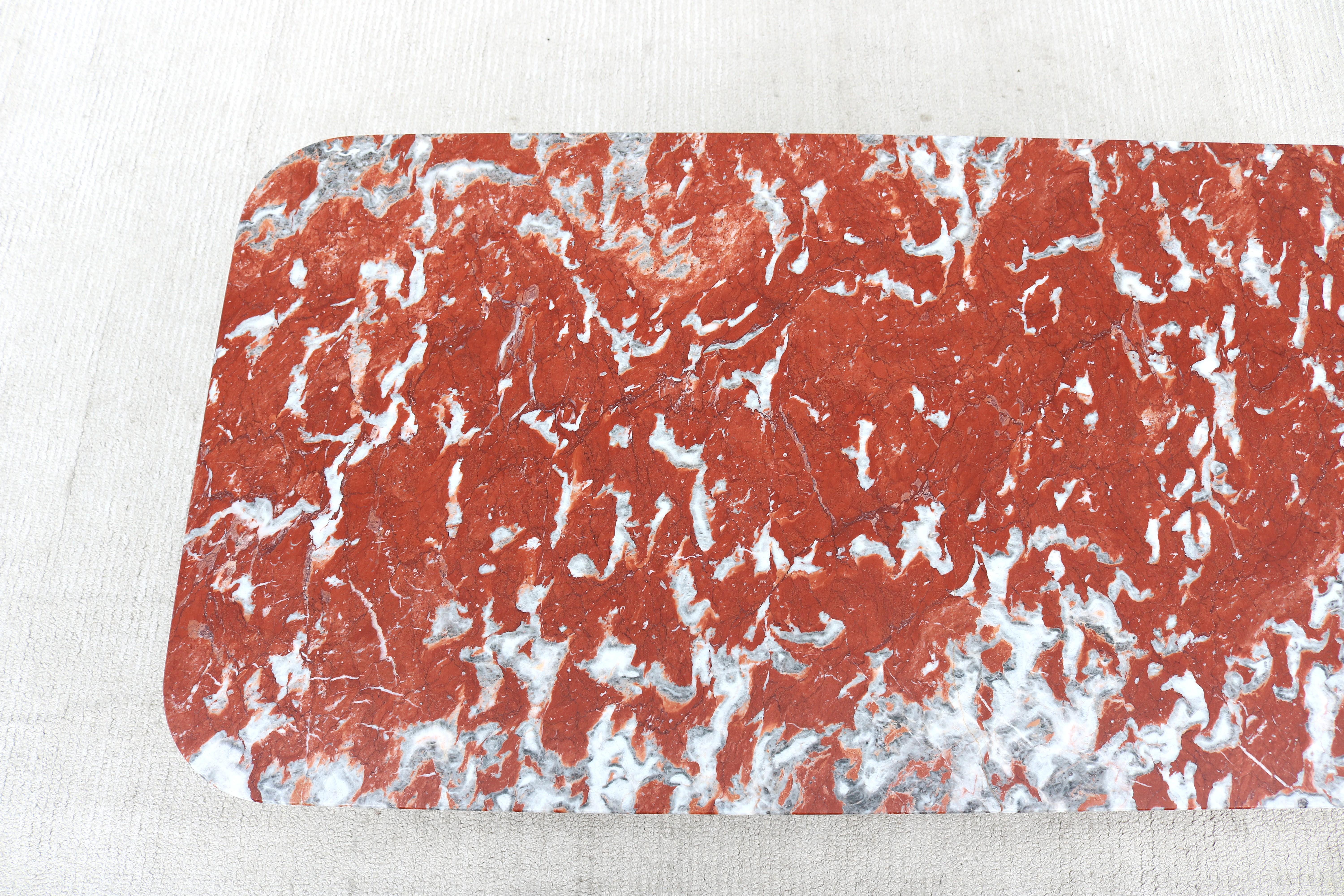 Modern Antoni Palleja for RS Barcelona Plec Rectangular Red Marble Coffee Table For Sale 10