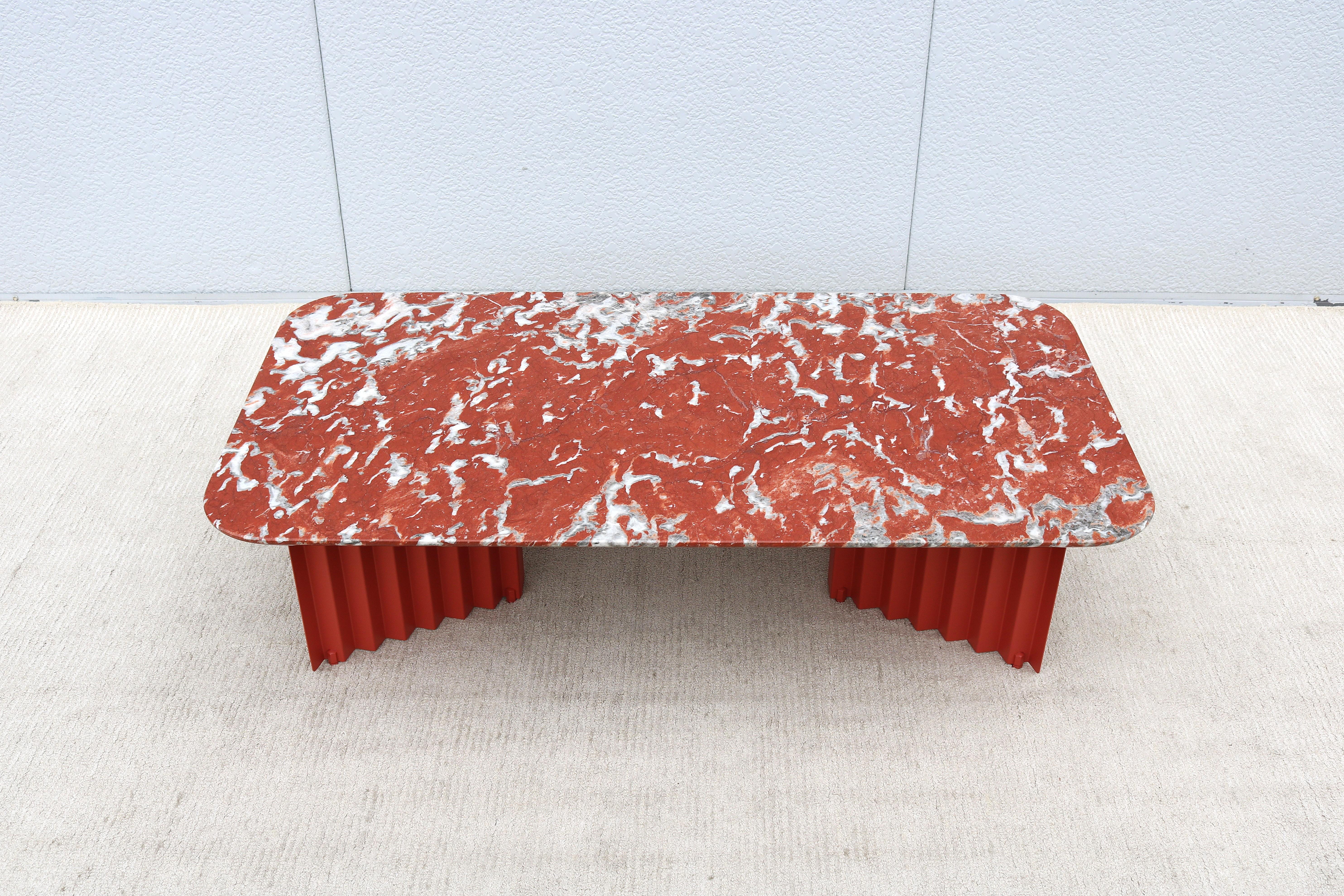 Spanish Modern Antoni Palleja for RS Barcelona Plec Rectangular Red Marble Coffee Table For Sale