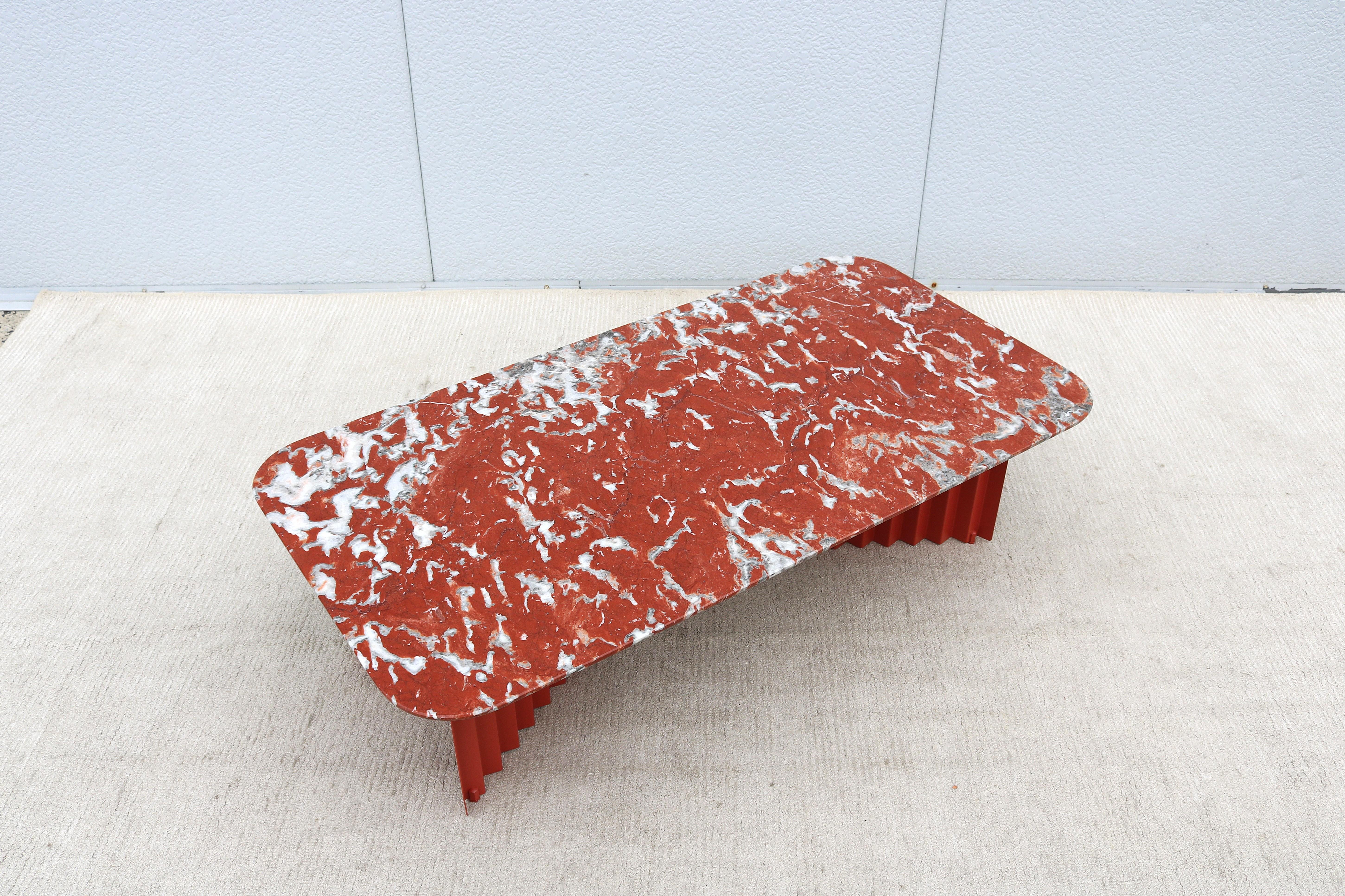 Modern Antoni Palleja for RS Barcelona Plec Rectangular Red Marble Coffee Table For Sale 1