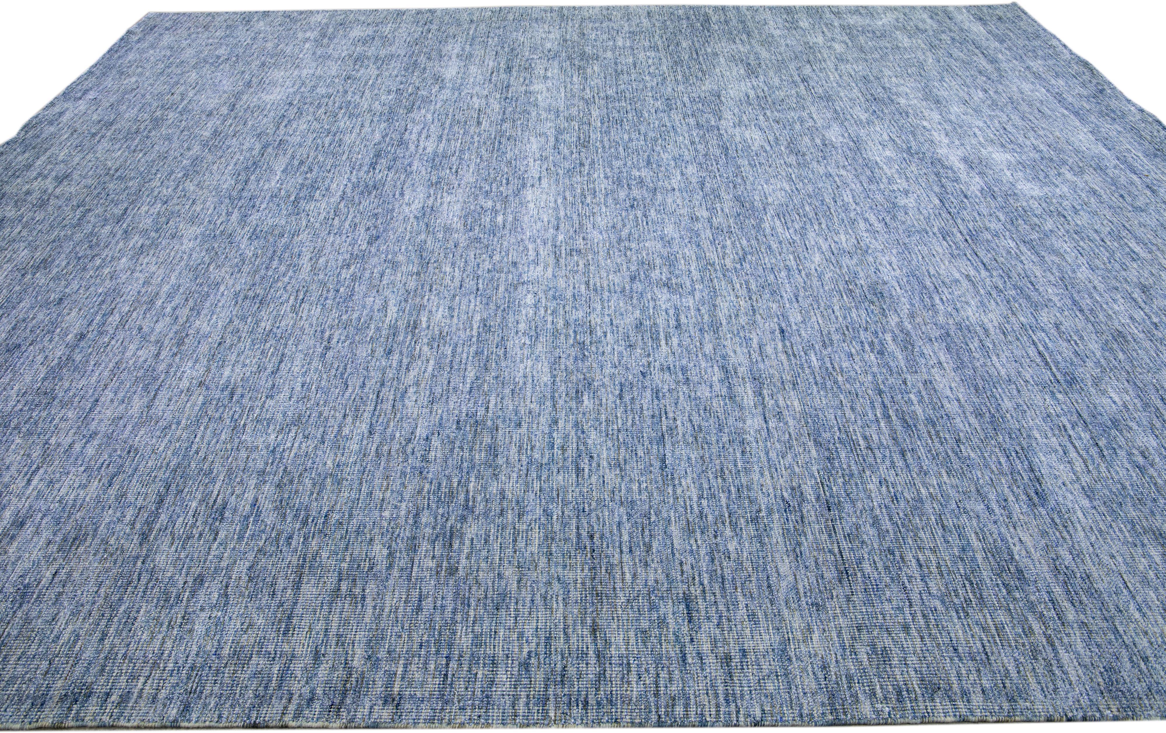 Modern Apadana's Groove Bamboo / Silk Blue Handmade Oversize Rug In New Condition For Sale In Norwalk, CT