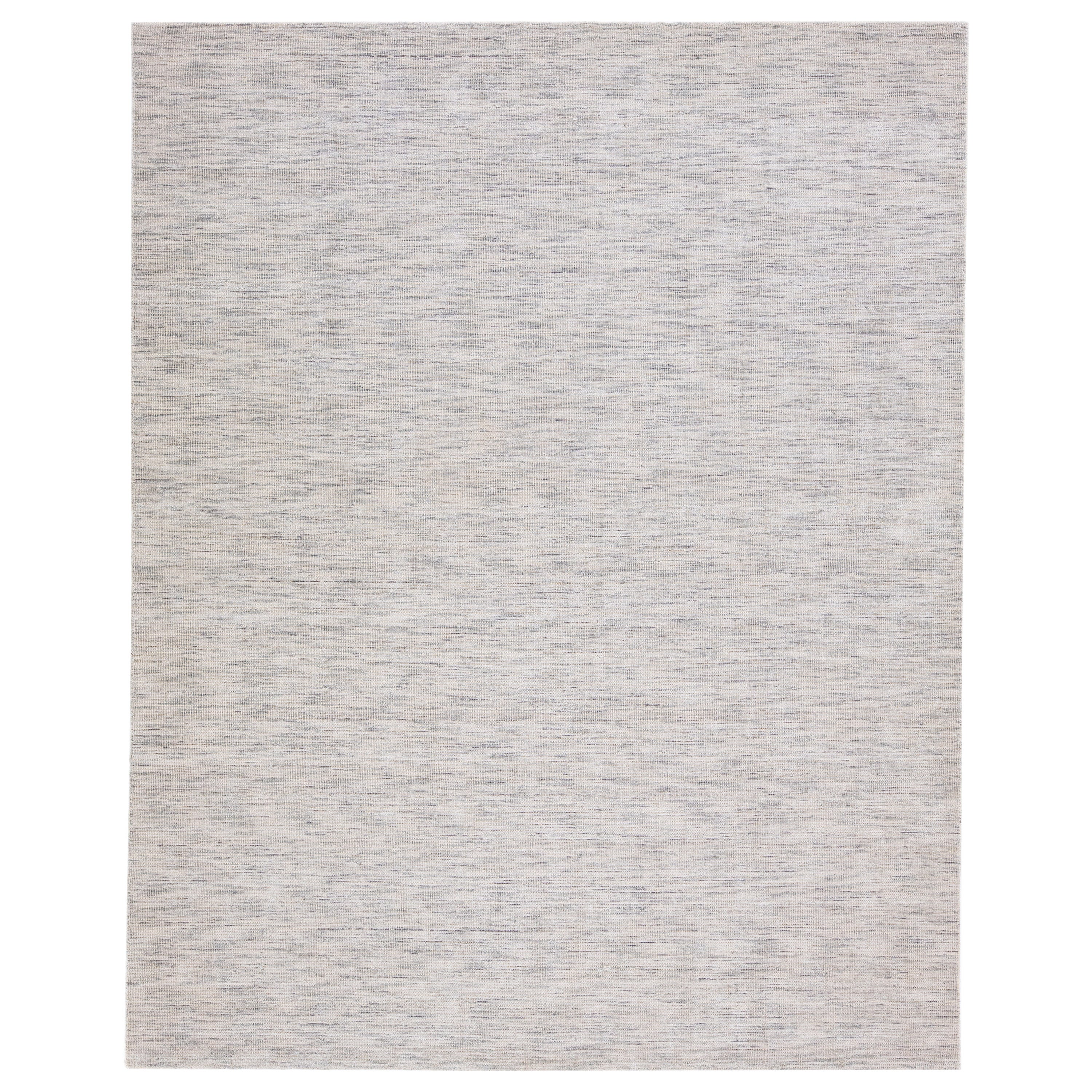 Moderner Apadana's Groove Bambus/Seide Handgefertigter Teppich in Beige und Grau in Beige