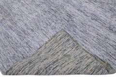 Modern Apadana's Groove Bamboo/Silk Handmade Blue Rug