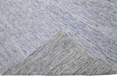 Modern Apadana's Groove Bamboo/Silk Handmade Gray and Blue Oversize Rug