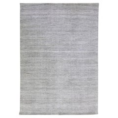 Moderner moderner Apadana's Groove Bambus/Seide Handgefertigter grauer Teppich