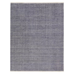 Moderner Apadana's Groove Bambus/Seide Handgefertigter grauer Teppich