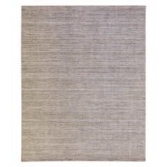 Modern Apadana's Groove Bamboo/Silk Handmade Gray Rug