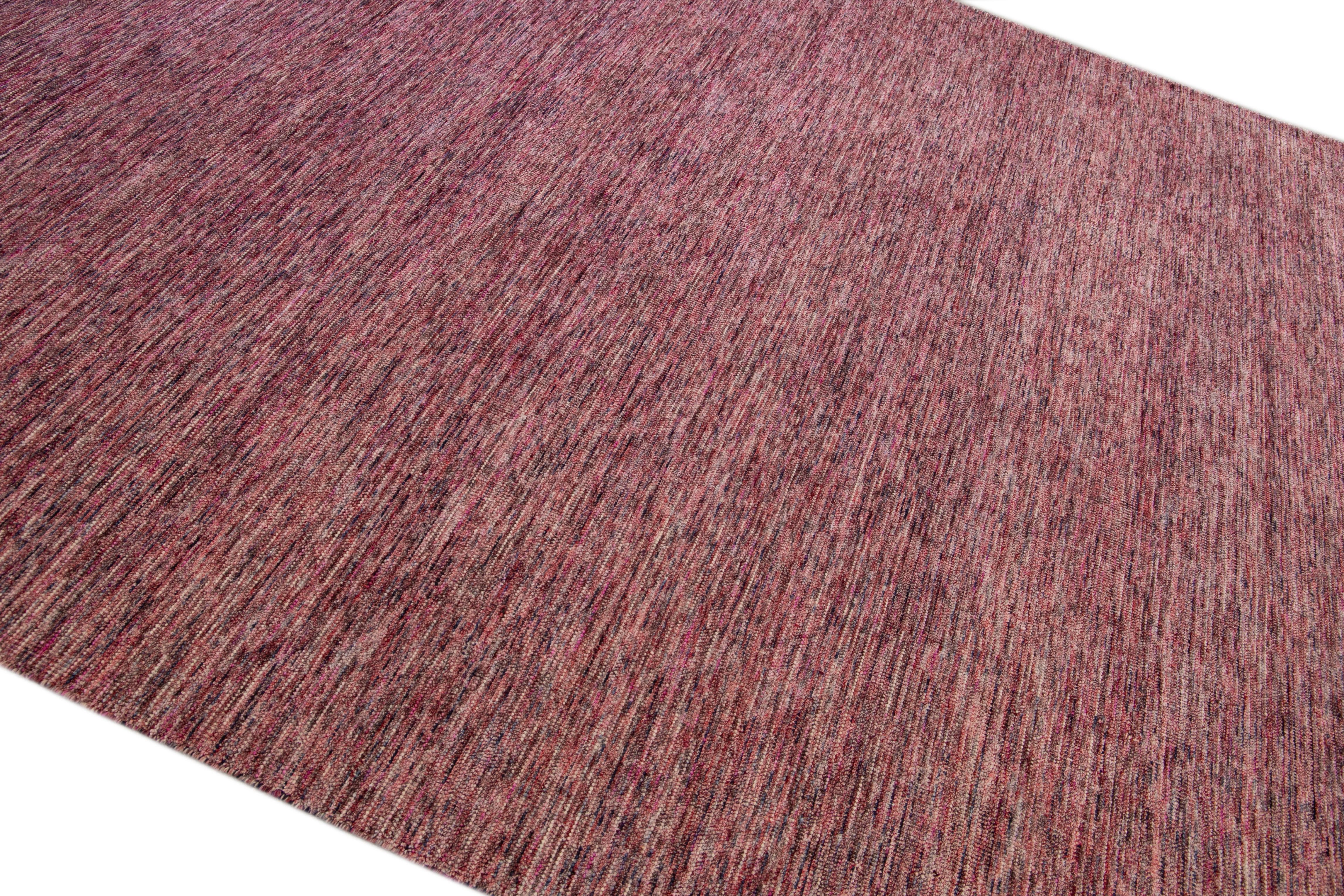 Modern Apadana's Groove Bamboo/Silk Handmade Red Rug In New Condition For Sale In Norwalk, CT