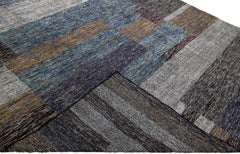 Modern Apadana's Safi Collection Handmade Abstract Earthy Tone Designed Wool Rug
