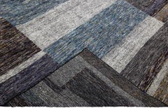 Modern Apadana's Safi Collection Handmade Abstract Earthy Tone Designed Wool Rug