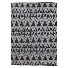 Moderner handgefertigter Teppich aus der Safi-Kollektion von Apadana in Holzkohle und Grau, modern