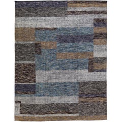 Apadana's Safi Kollektion, handgefertigter, abstrakter Wollteppich in Erdtönen in abstraktem Design, modern